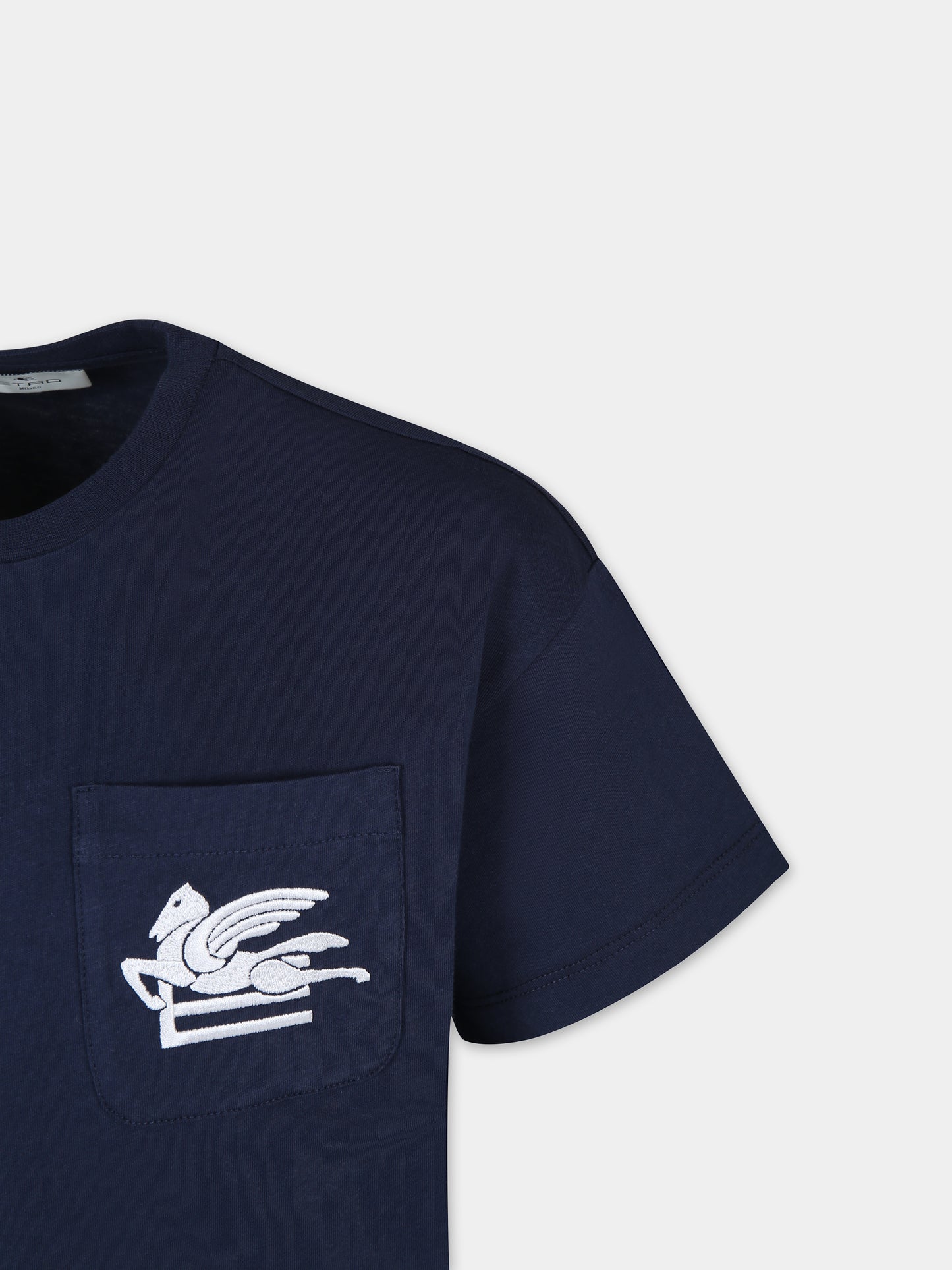 T-shirt blu per bambino con Pegaso,Etro,GU8P11 Z2081 621BC
