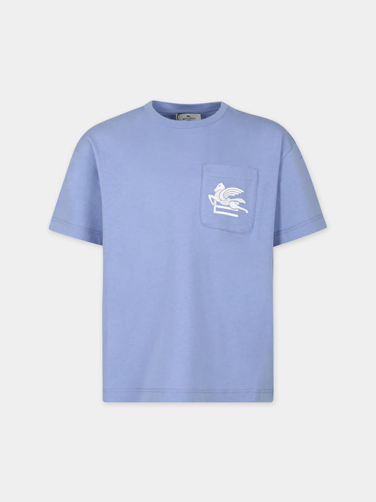 T-shirt celeste per bambino con Pegaso,Etro,GU8P11 Z2081 654BC