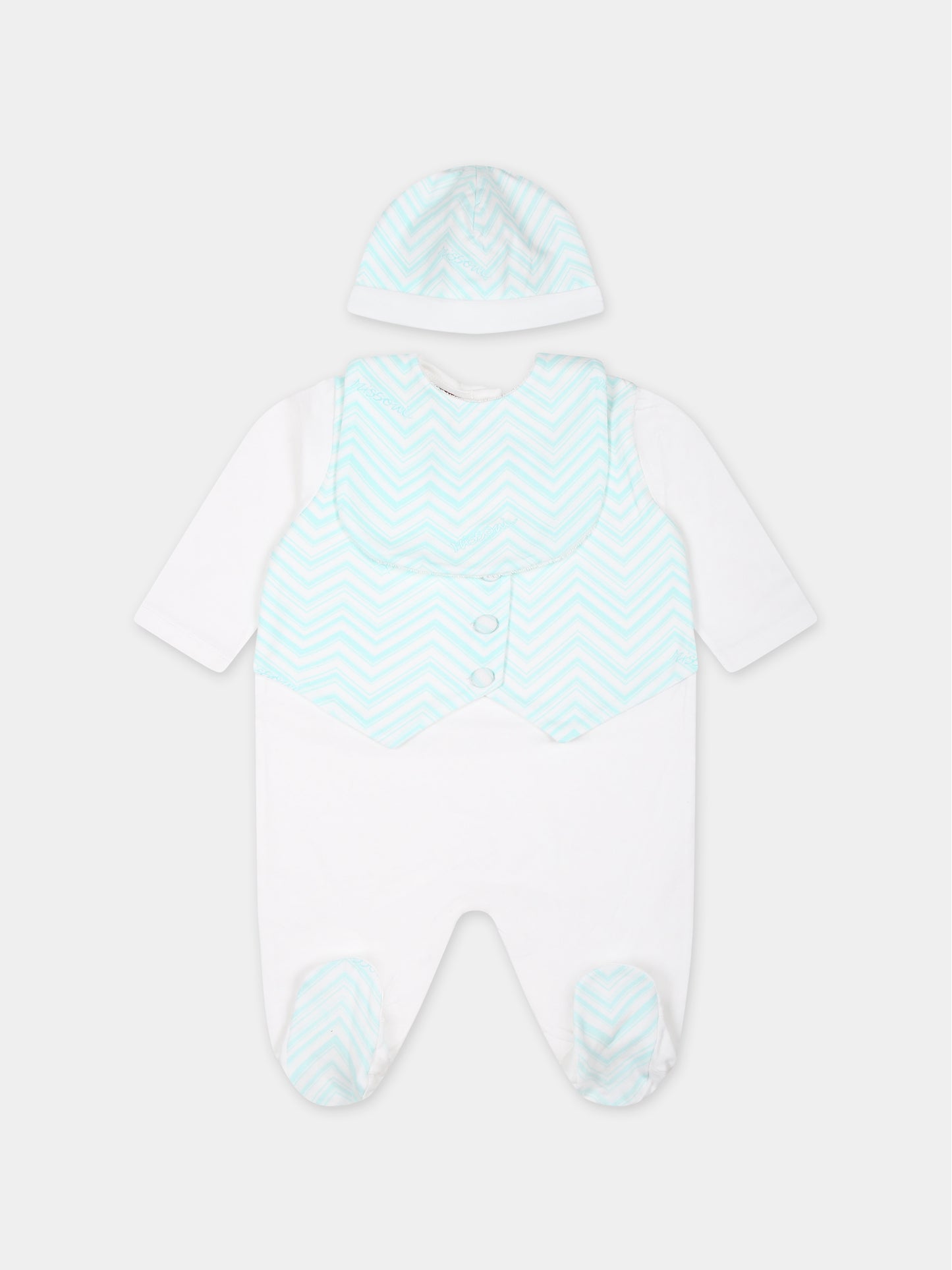 Set bianco per neonato con motivo chevron,Missoni,MUB540 J0394 100CE