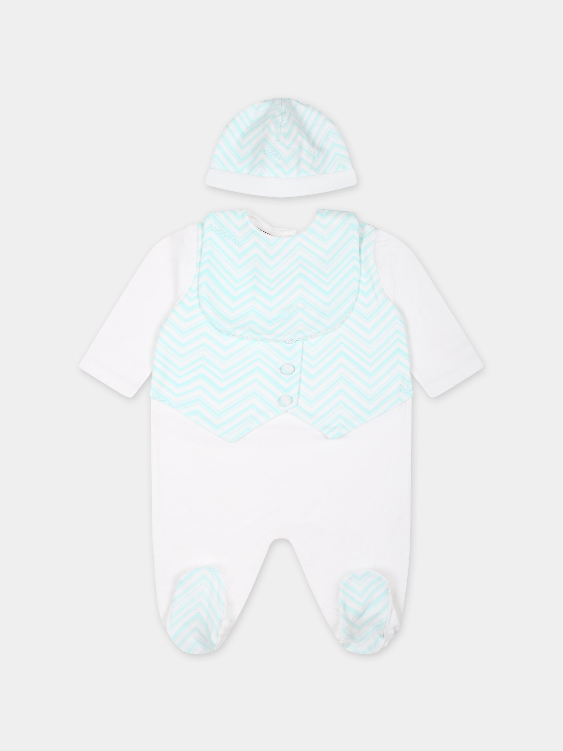 Set bianco per neonato con motivo chevron,Missoni,MUB540 J0394 100CE