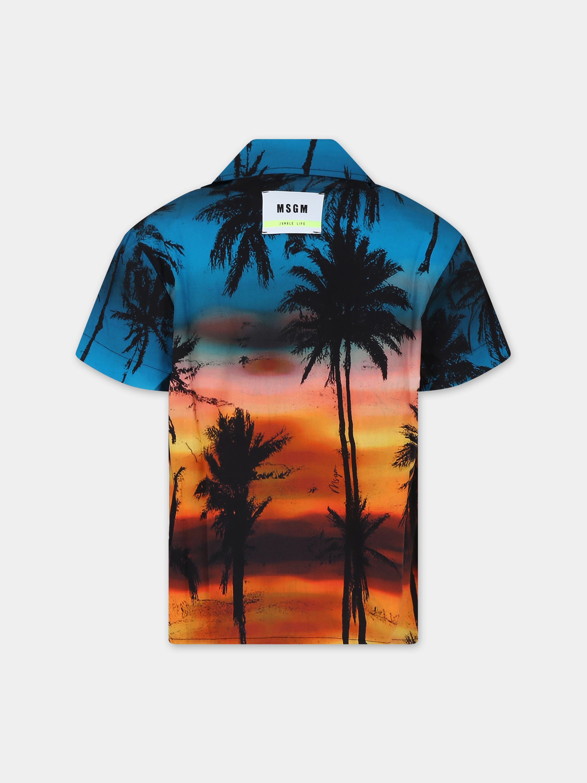 Camicia arancione per bambino con stampa palme,Msgm Kids,S4MSJBSI236 140