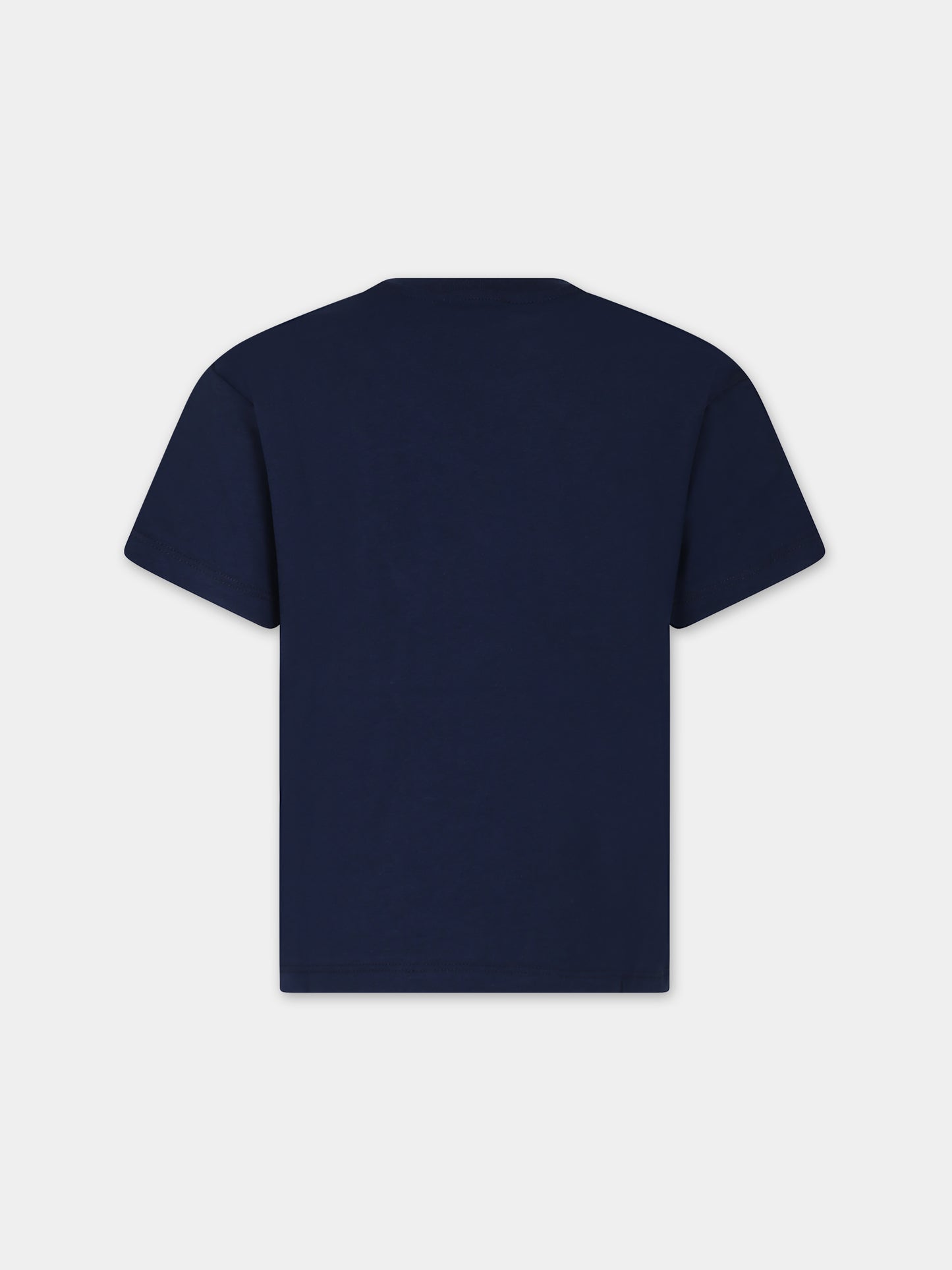 T-shirt blu per bambino con logo,Msgm Kids,S4MSJBTH224 060