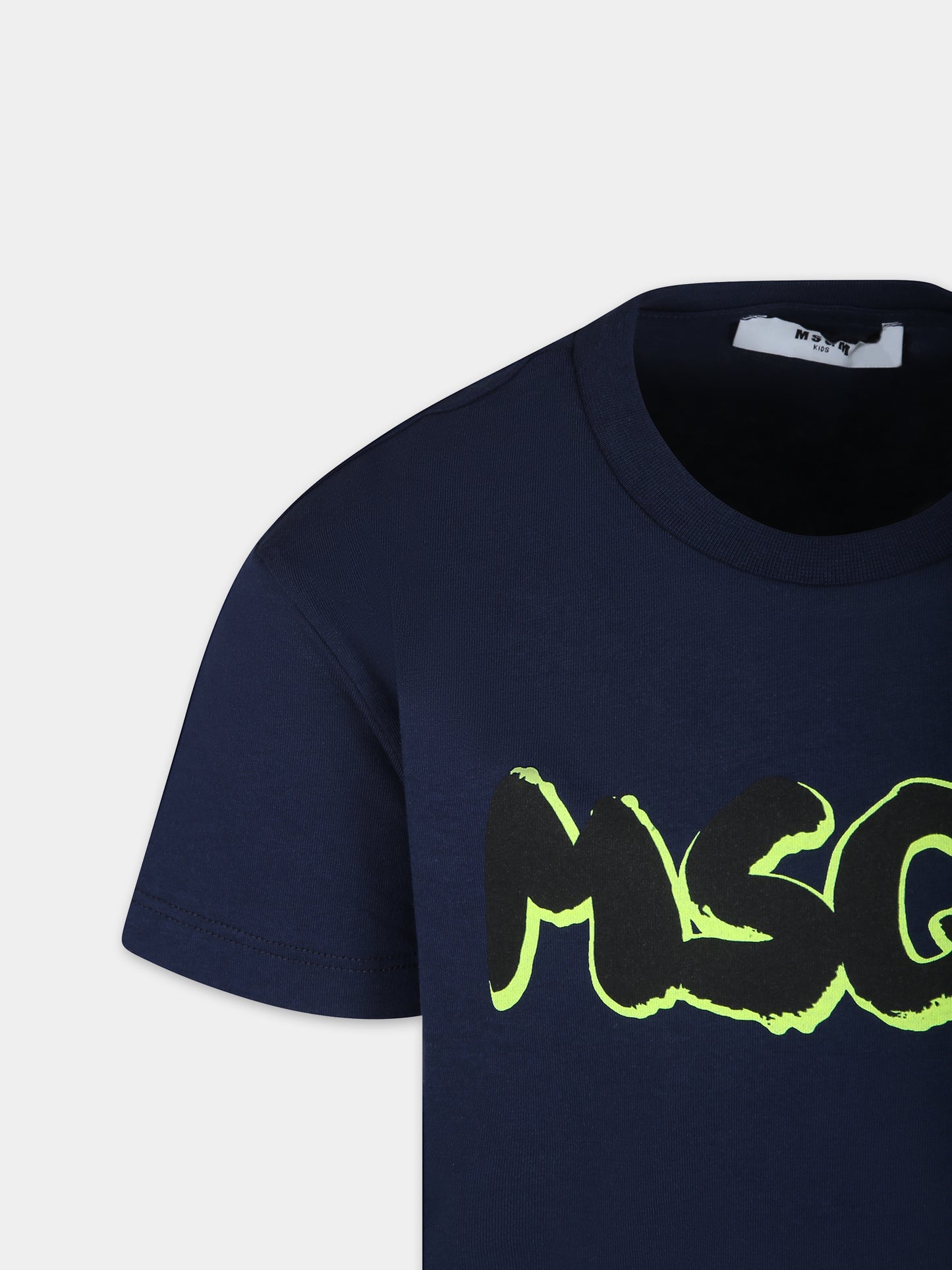 T-shirt blu per bambino con logo,Msgm Kids,S4MSJBTH224 060