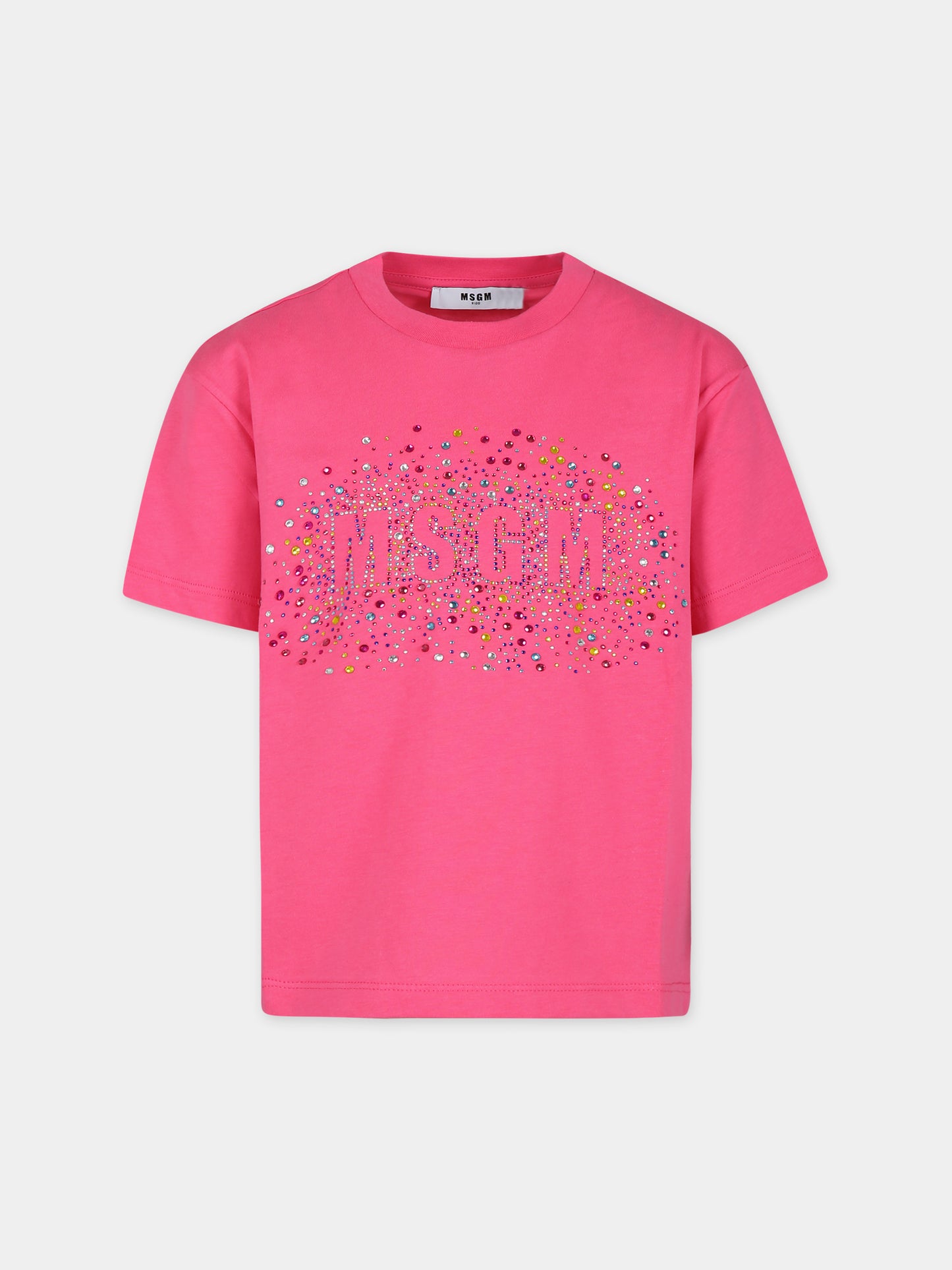 T-shirt rosa per bambina con logo,Msgm Kids,S4MSJGTH152 044