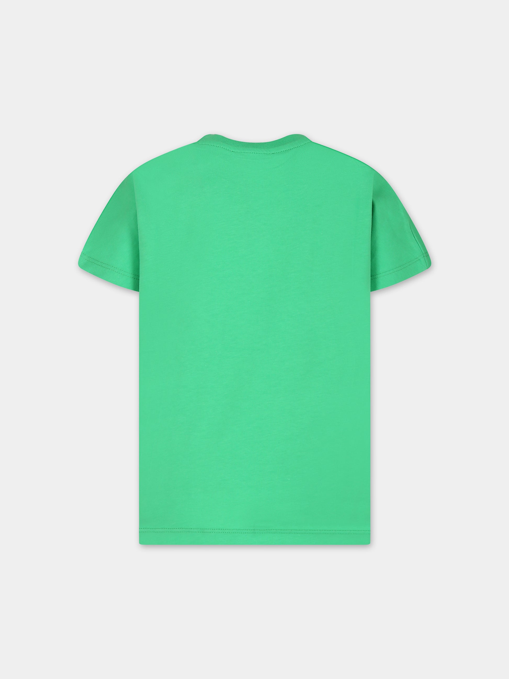 T-shirt verde per bambini con logo,Msgm Kids,S4MSJUTH006 080