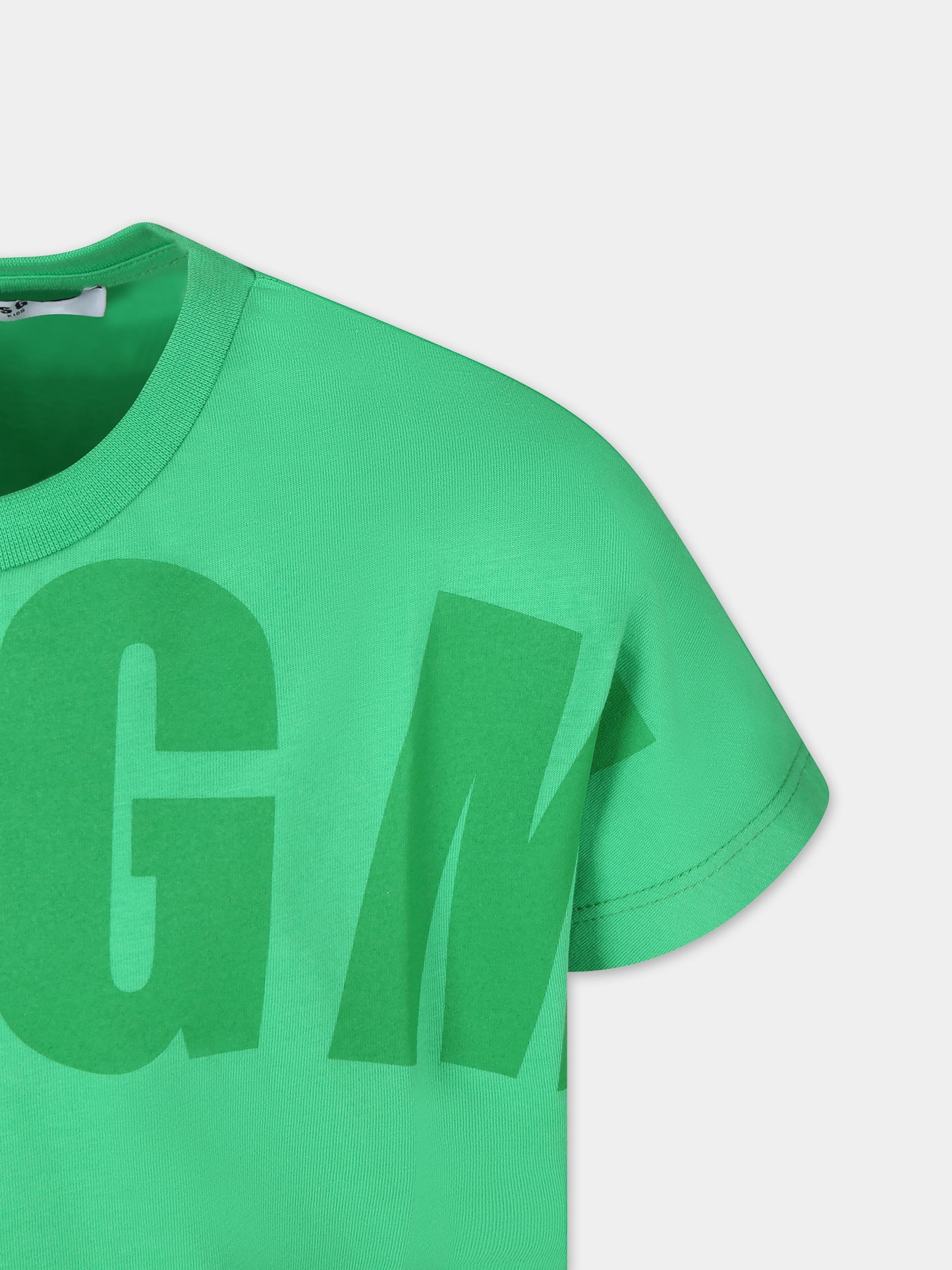 T-shirt verde per bambini con logo,Msgm Kids,S4MSJUTH006 080