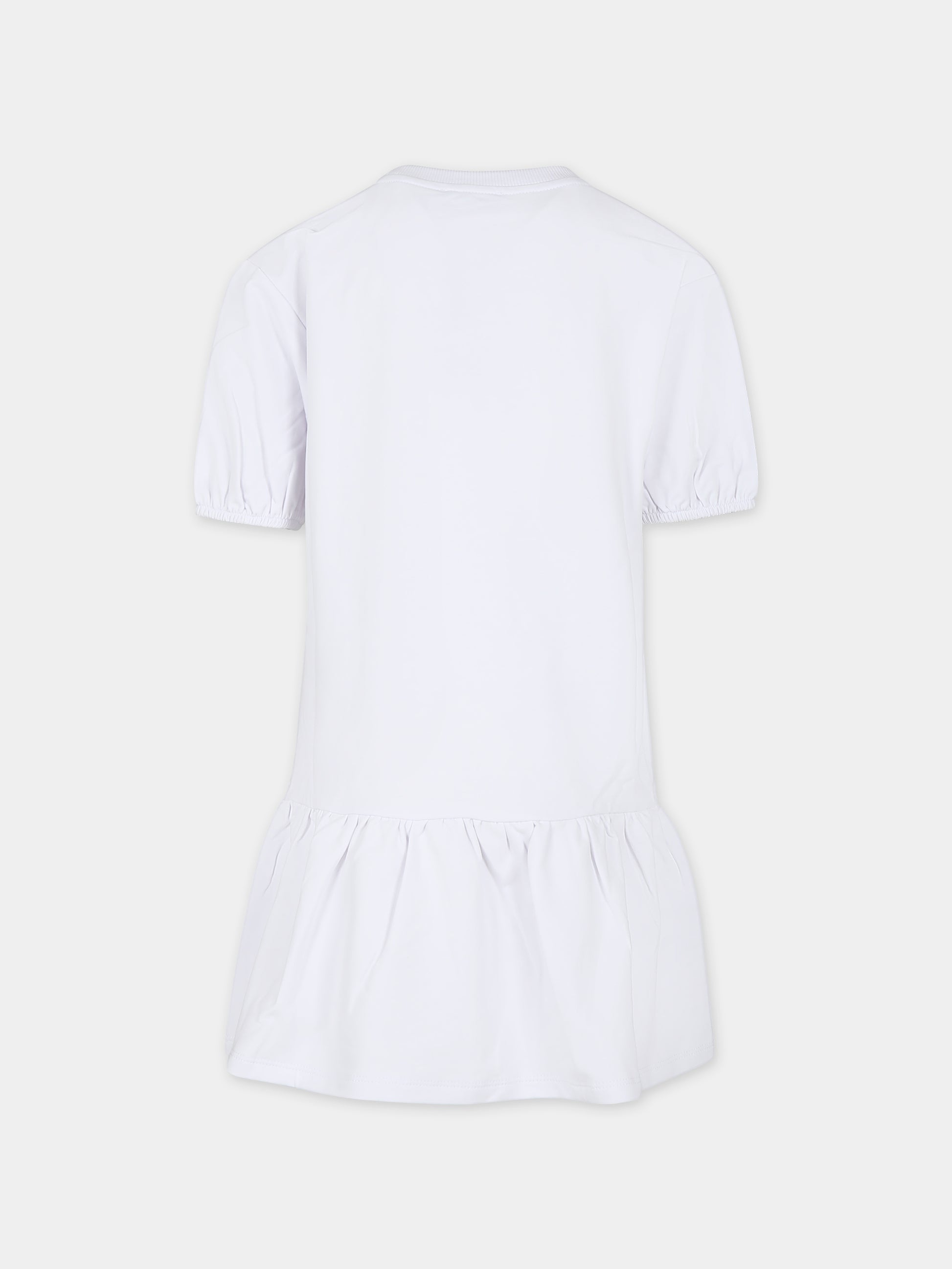 Vestito bianco per bambina con Teddy Bear,Moschino Kids,HAV0CQ LDA25 10101