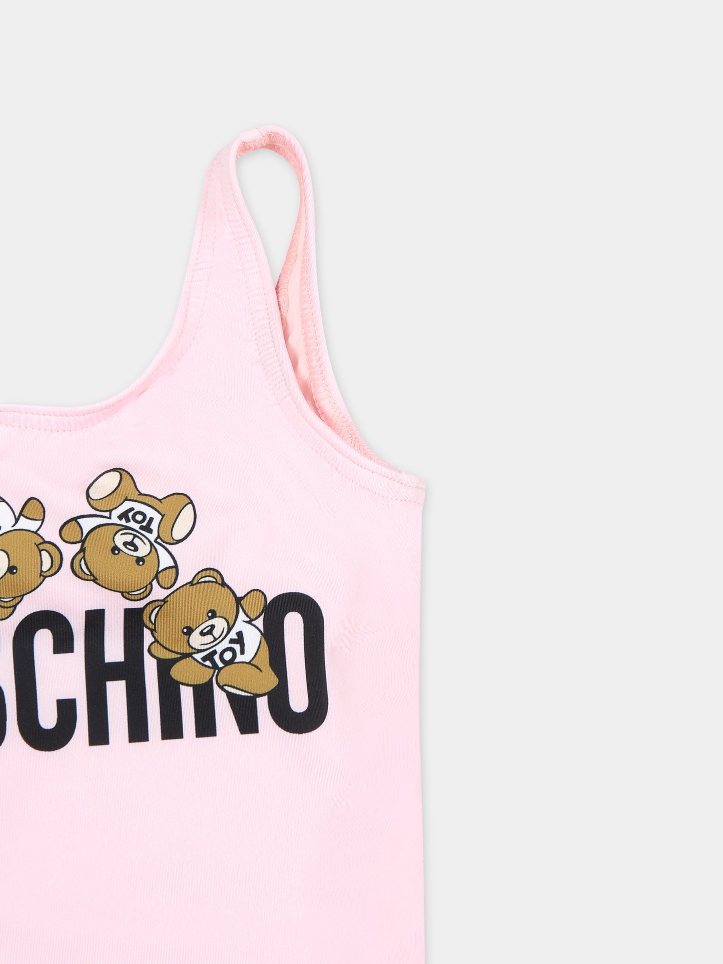 Costume intero rosa per neonata con Teddy Bears,Moschino Kids,MJL00A LKA00 50209