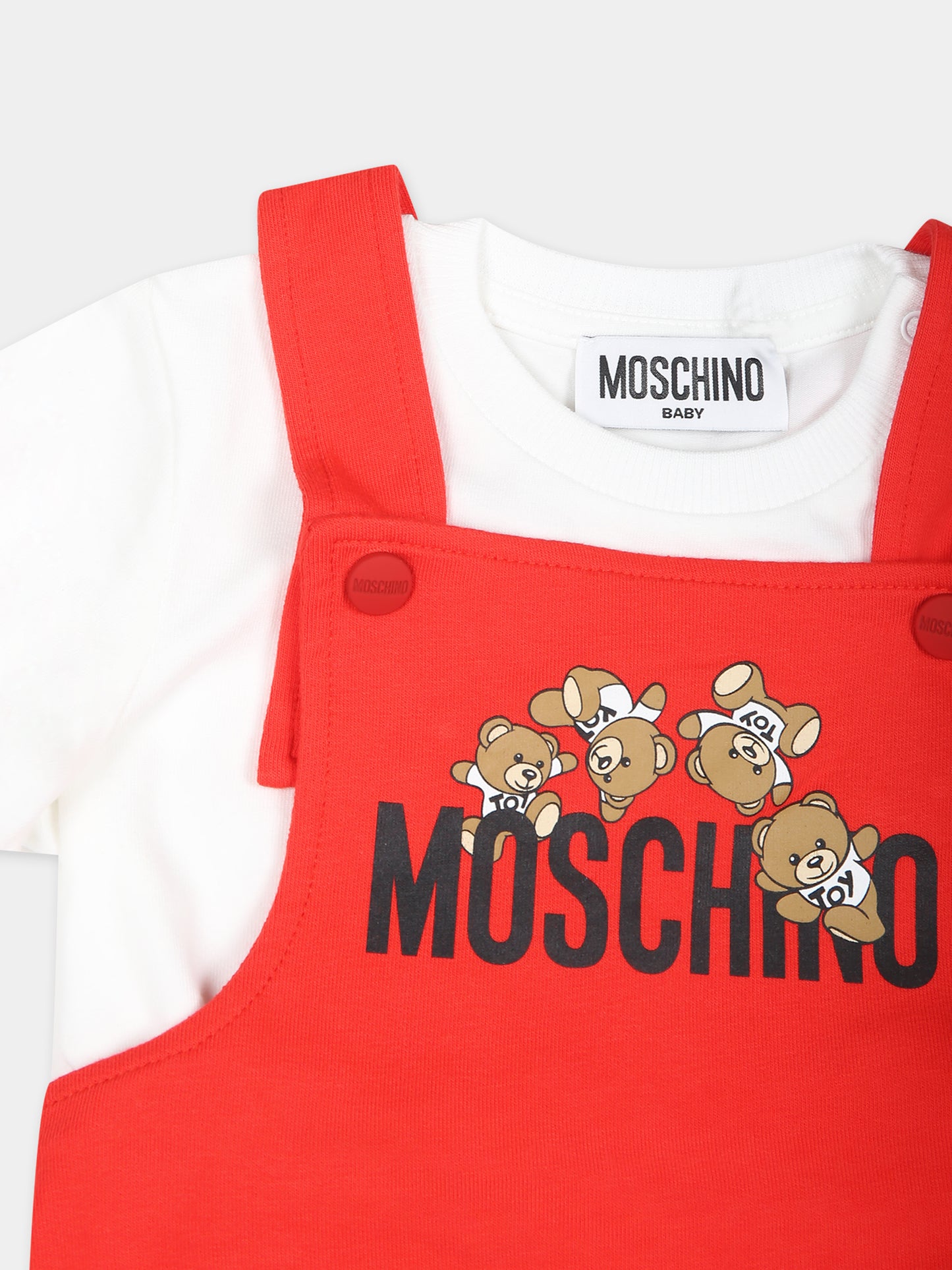 Completo rosso per neonato con Teddy Bears,Moschino Kids,MUG014 LDA00 50109