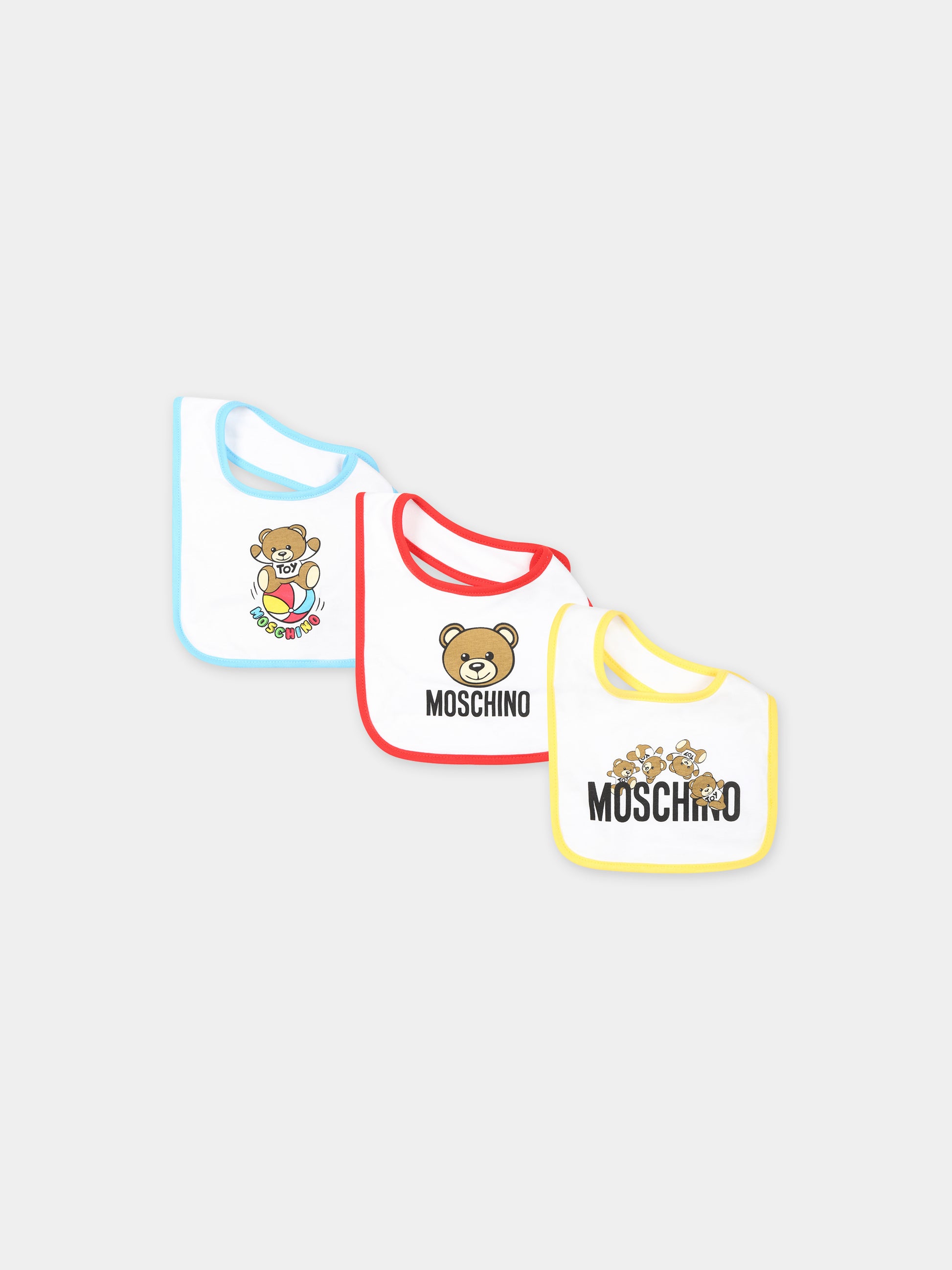 Set bianco per neonati con Teddy Bear e logo,Moschino Kids,MUY062 LAA33 10101