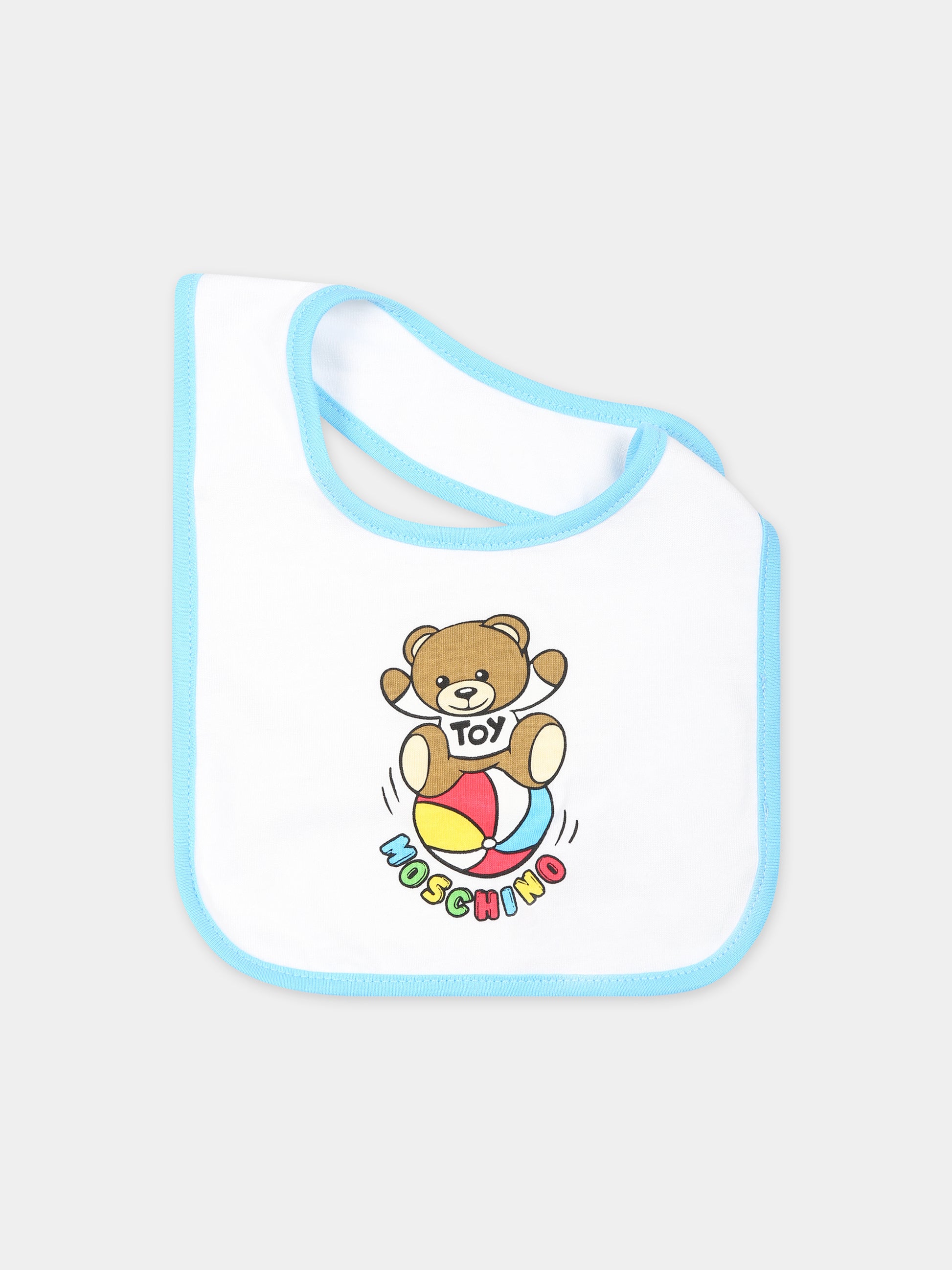 Set bianco per neonati con Teddy Bear e logo,Moschino Kids,MUY062 LAA33 10101