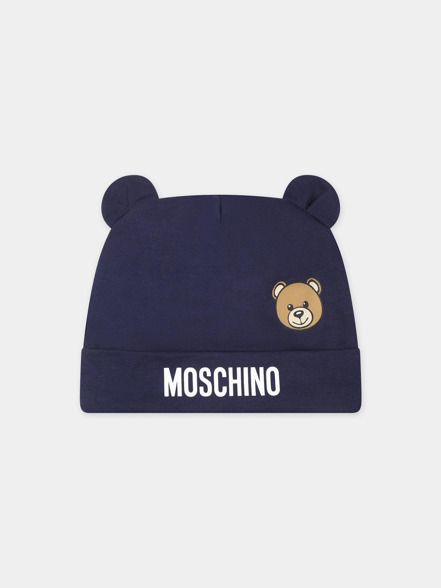 Set blu per neonato con Teddy Bear e logo,Moschino Kids,MUY06Q LCA19 40016