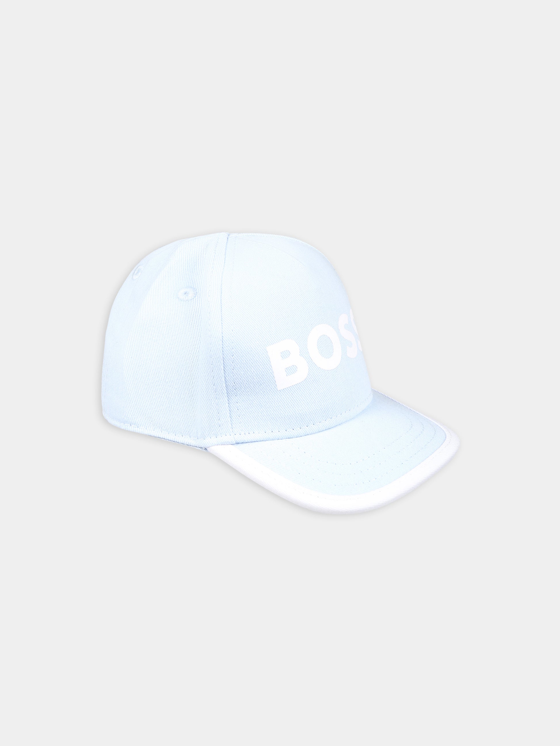 Cappello celeste per neonato con logo,Boss,J50977 783
