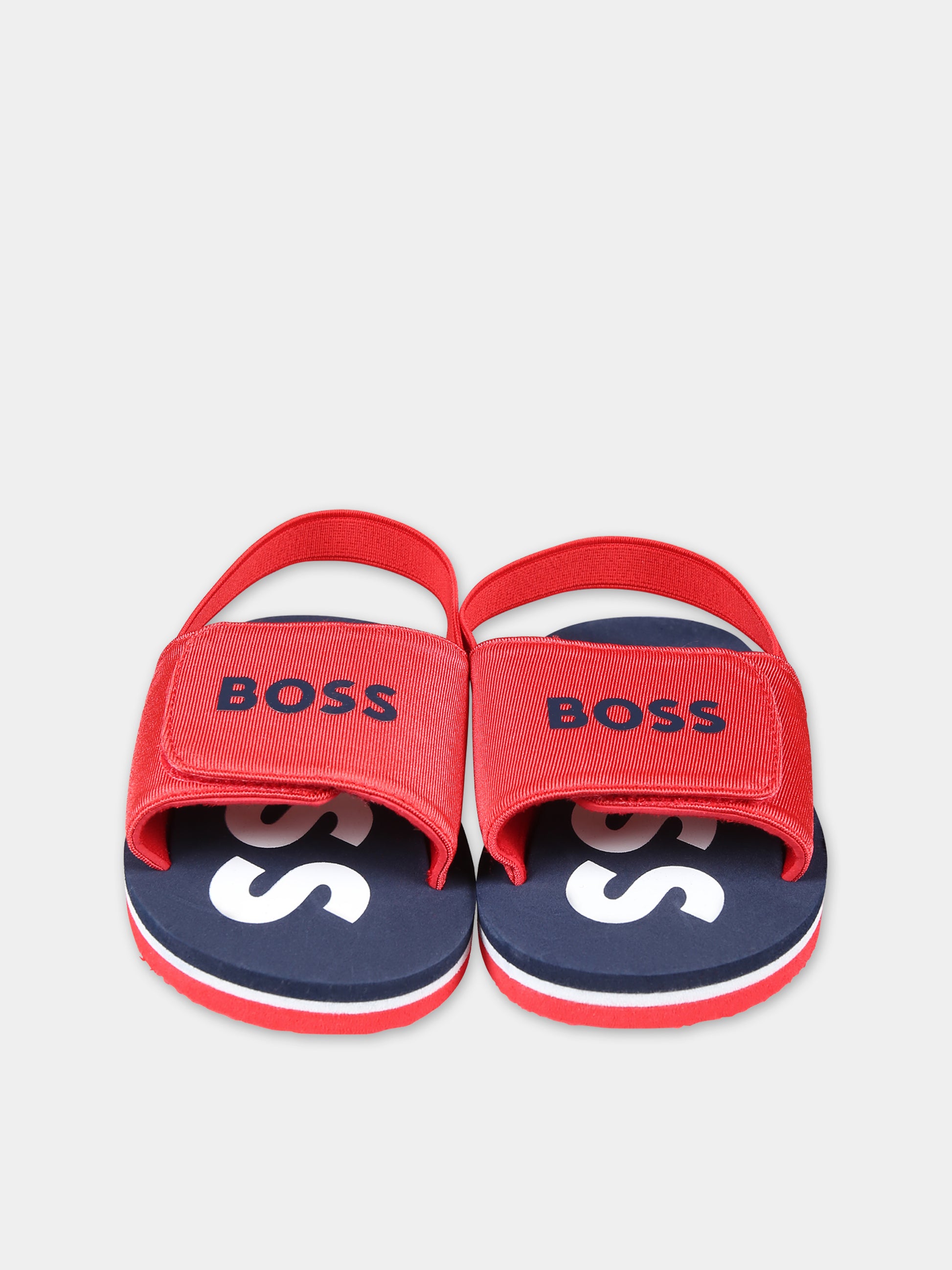 Sandali rossi per bambino con logo,Boss,J50889 997