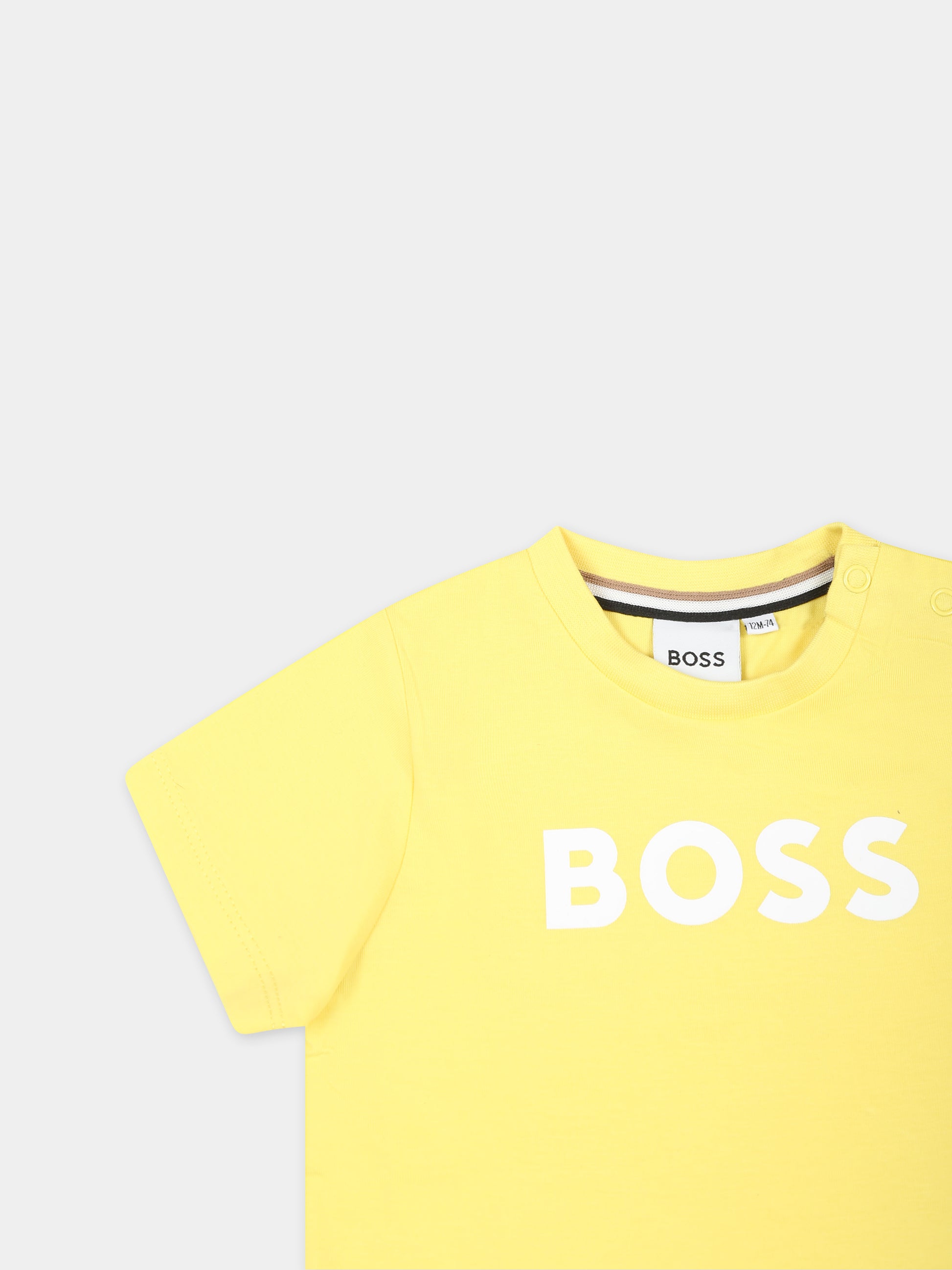 T-shirt gialla per neonato con logo,Boss,J50601 508