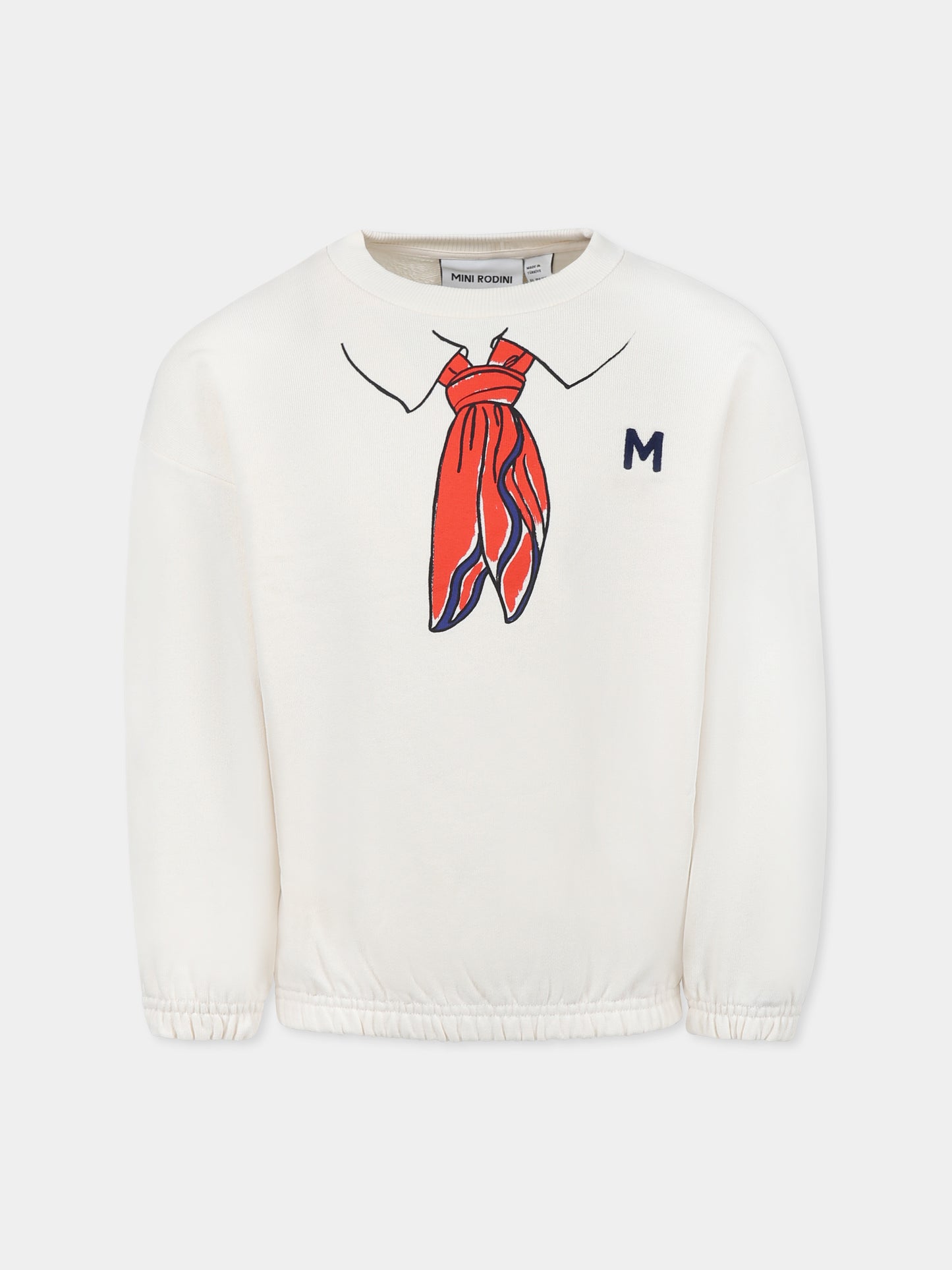 Ivory sweatshirt for kids with scarf print