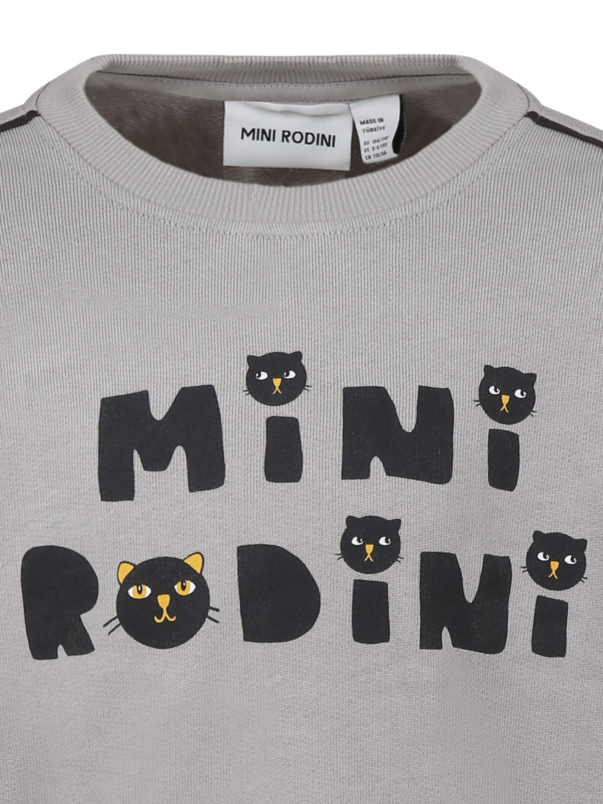 Felpa grigia per bambini con logo e gatti,Mini Rodini,2512010597