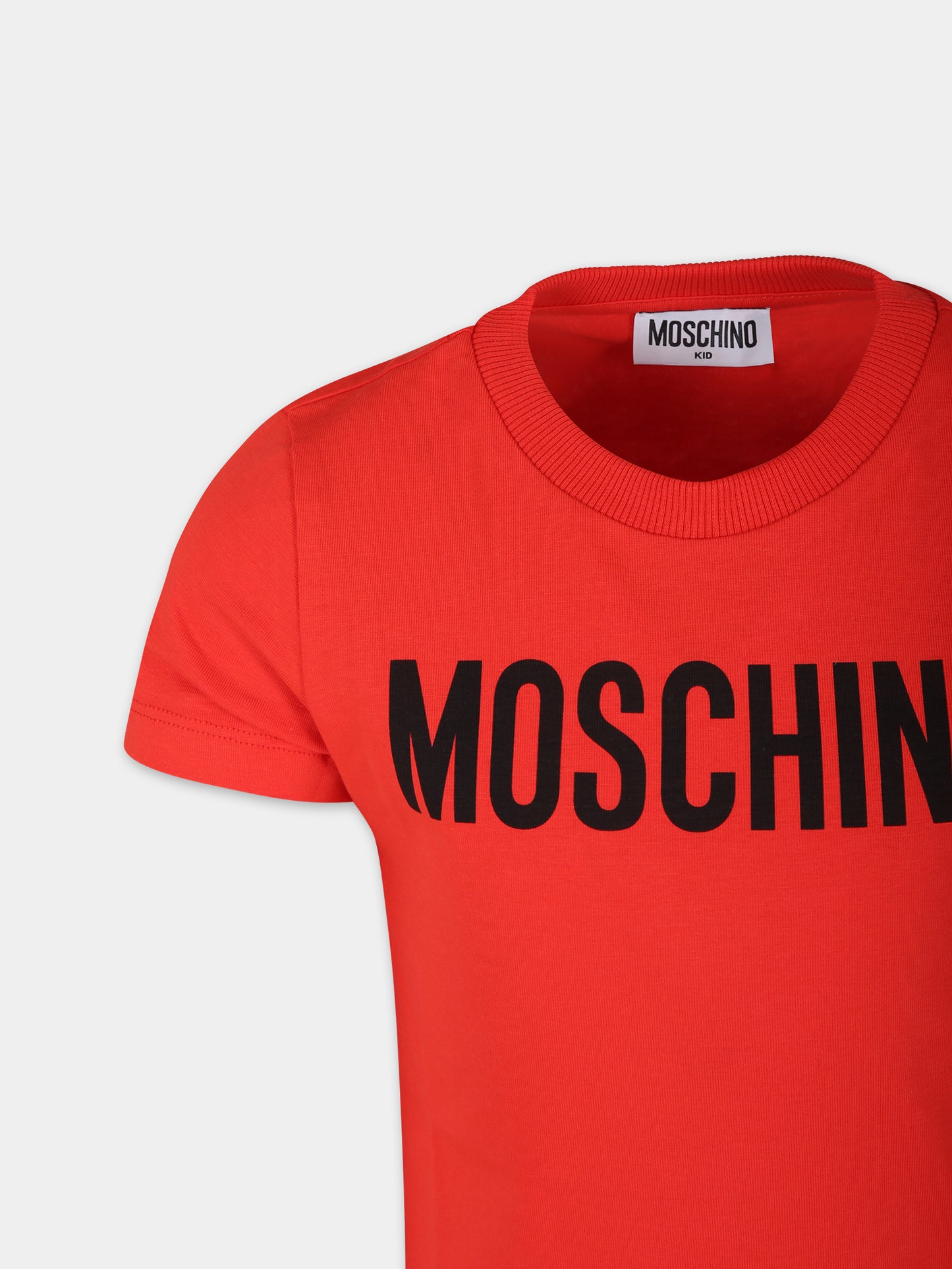 T-shirt rossa per bambini con logo,Moschino Kids,HQM03T LBA10 50109