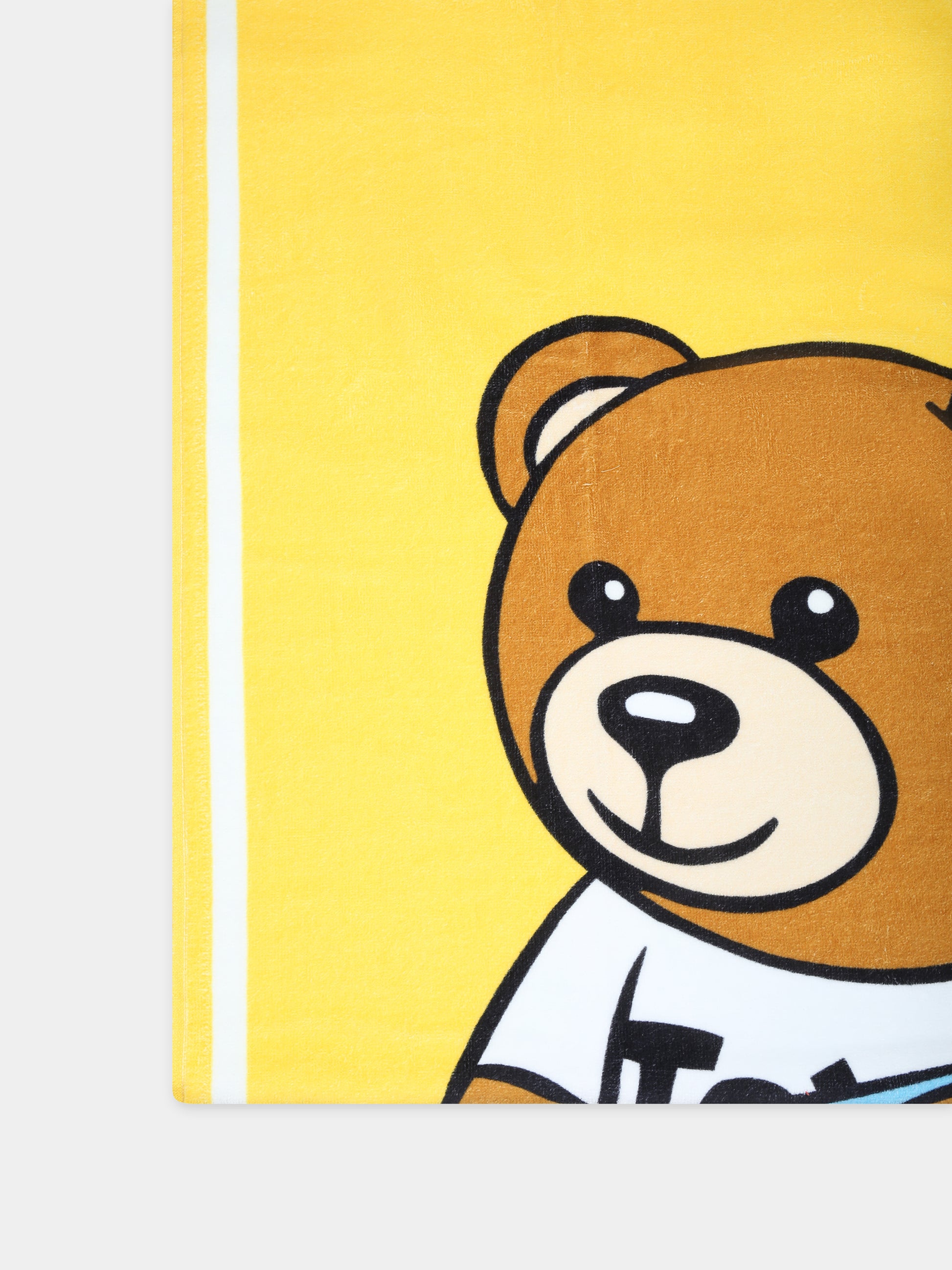Telo mare giallo per bambino con Teddy Bear e tavola da surf,Moschino Kids,HQX01B LGA15 50162