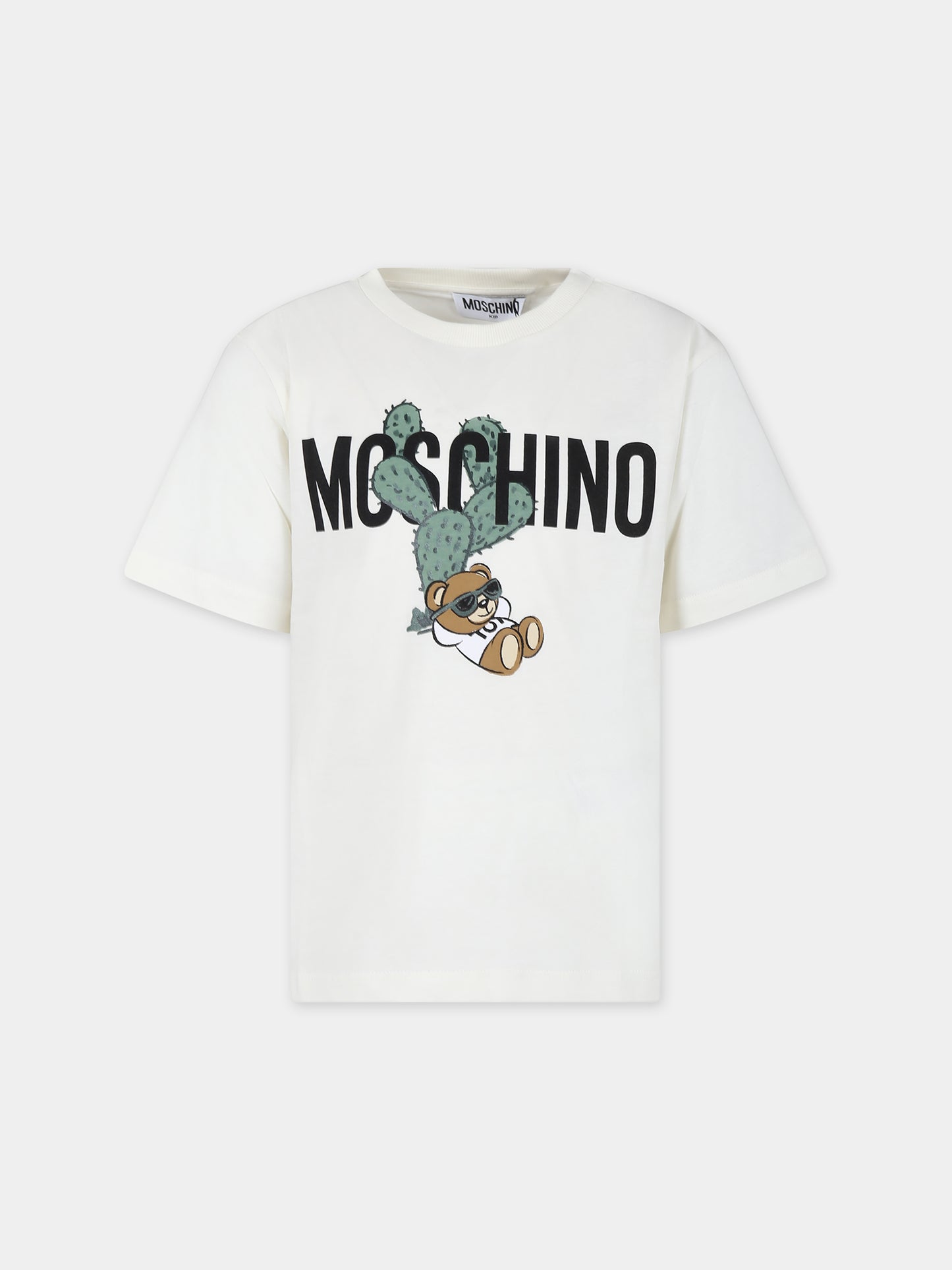 T-shirt avorio per bambino con Teddy Bear e cactus,Moschino Kids,HTM03R LAA02 20059
