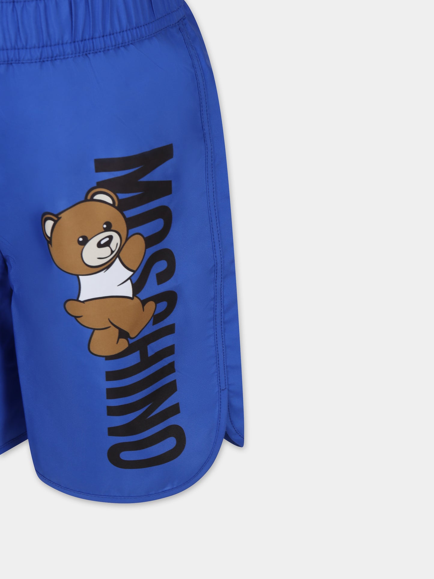 Boxer mare blu per bambino con Teddy Bear e logo,Moschino Kids,HUL01D LKA02 40289