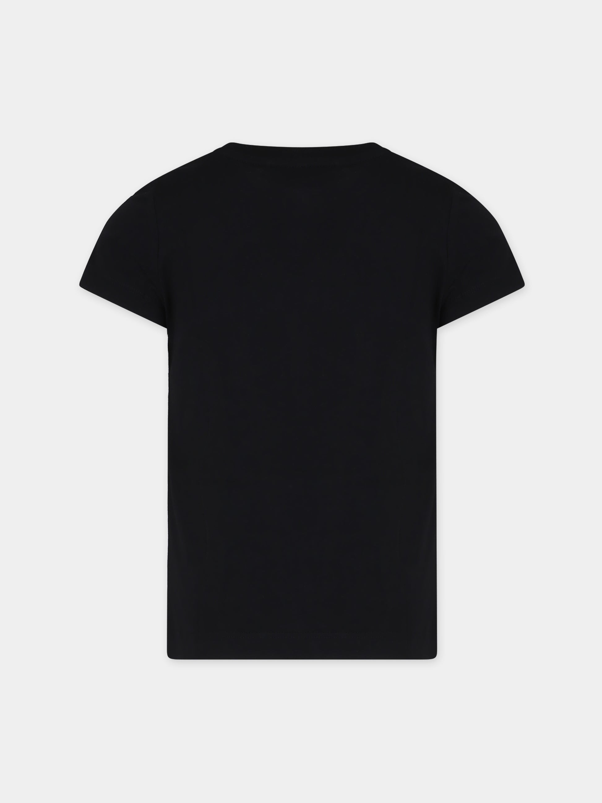 T-shirt nera per bambini con Teddy Bear e logo,Moschino Kids,HUM04Q LAA03 60100