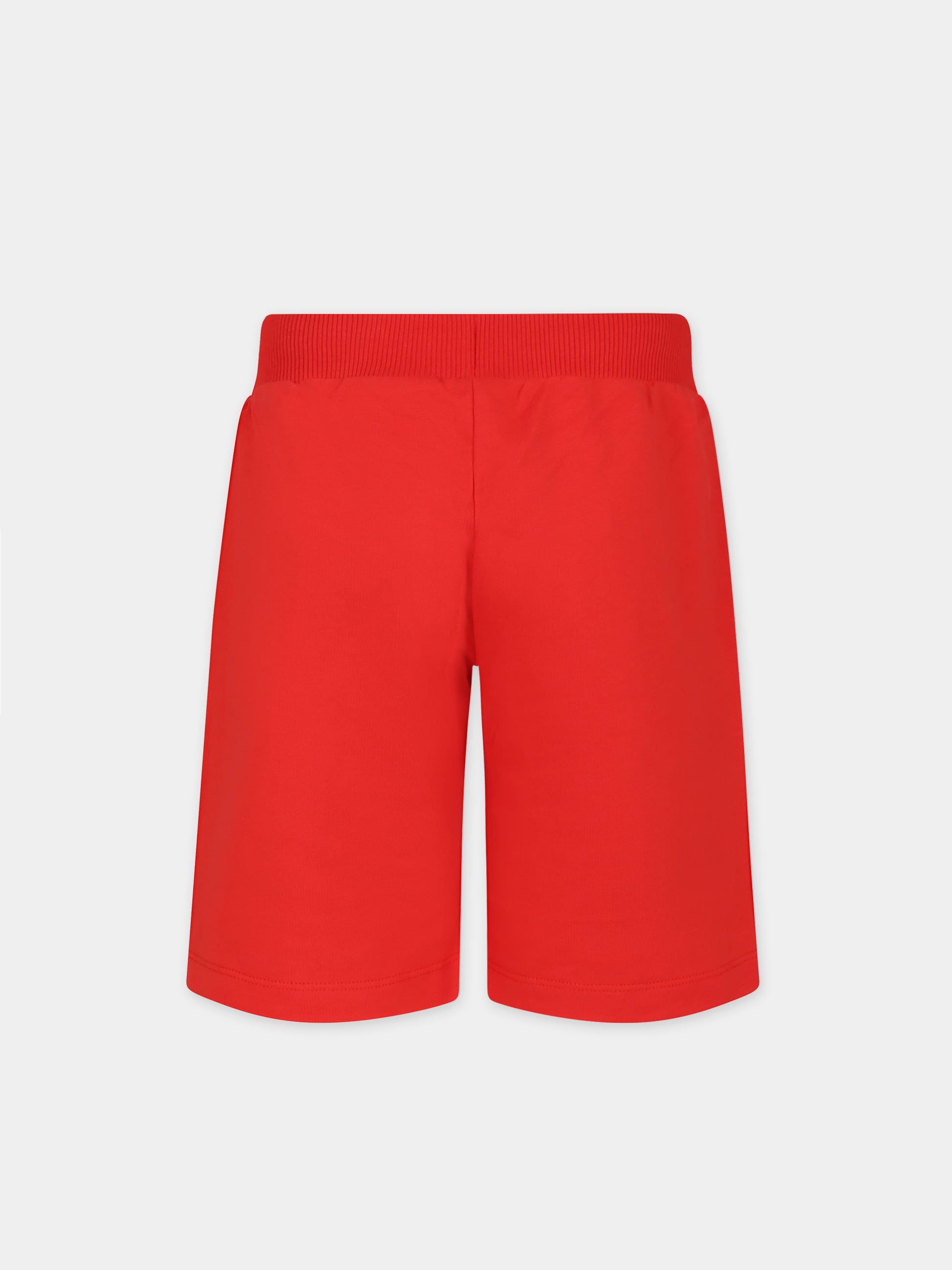 Shorts rossi per bambini con Teddy Bers e logo,Moschino Kids,HUQ01O LCA19 50109