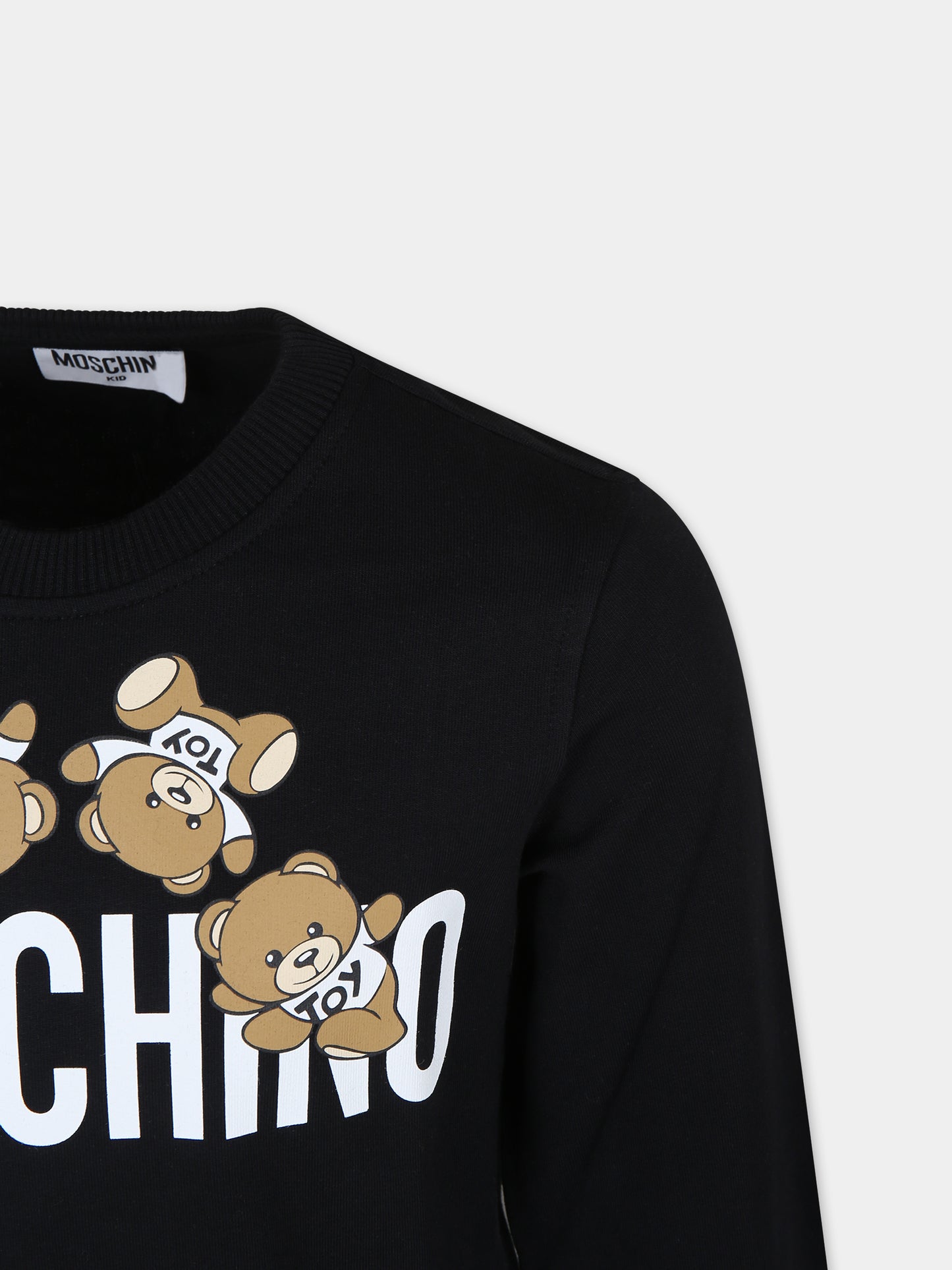 Felpa nera per bambini con Teddy Bears e logo,Moschino Kids,HZF05R LCA19 60100