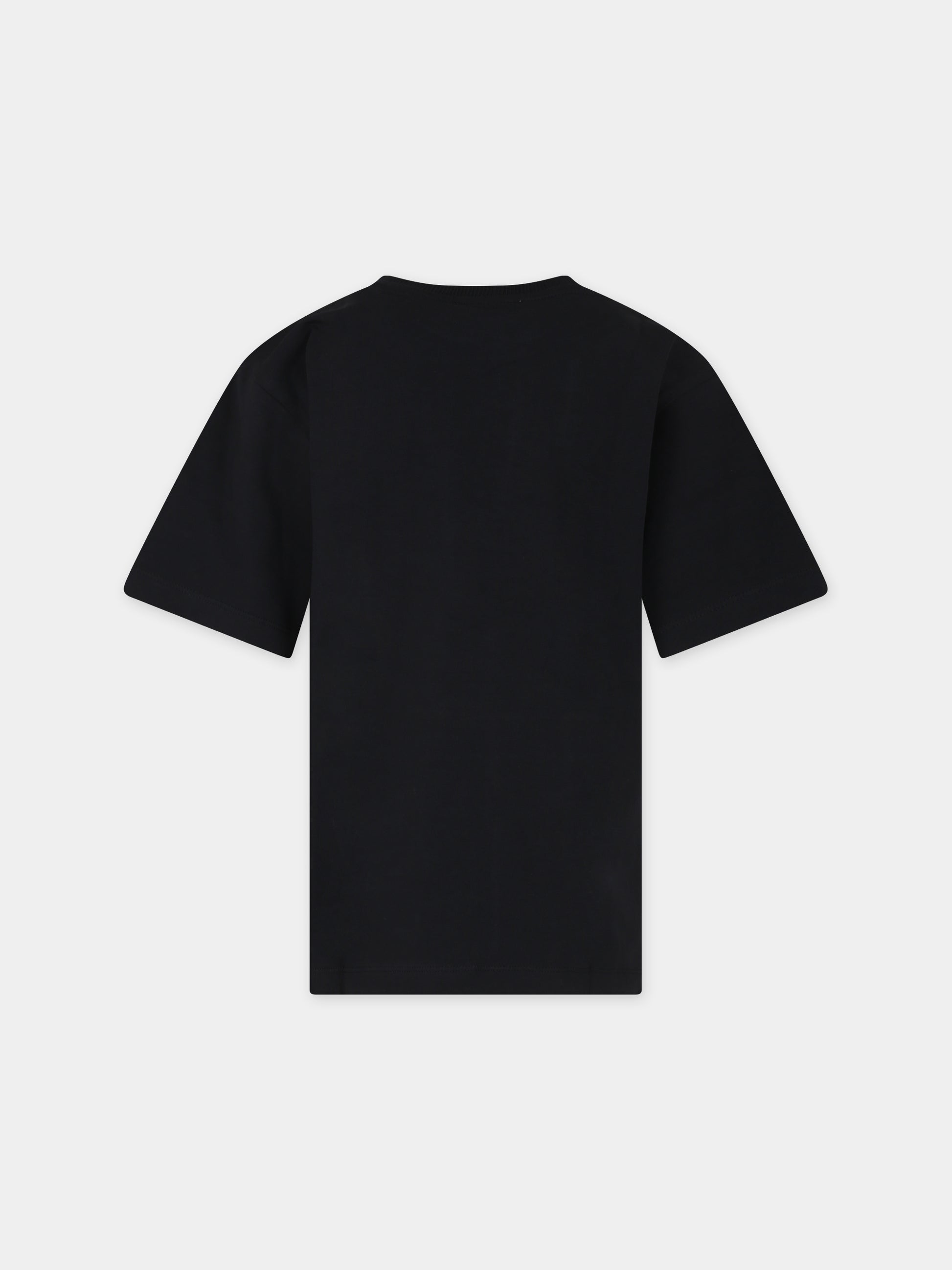 T-shirt nera per bambino con logo,Moschino Kids,HZM03S LBA10 60100