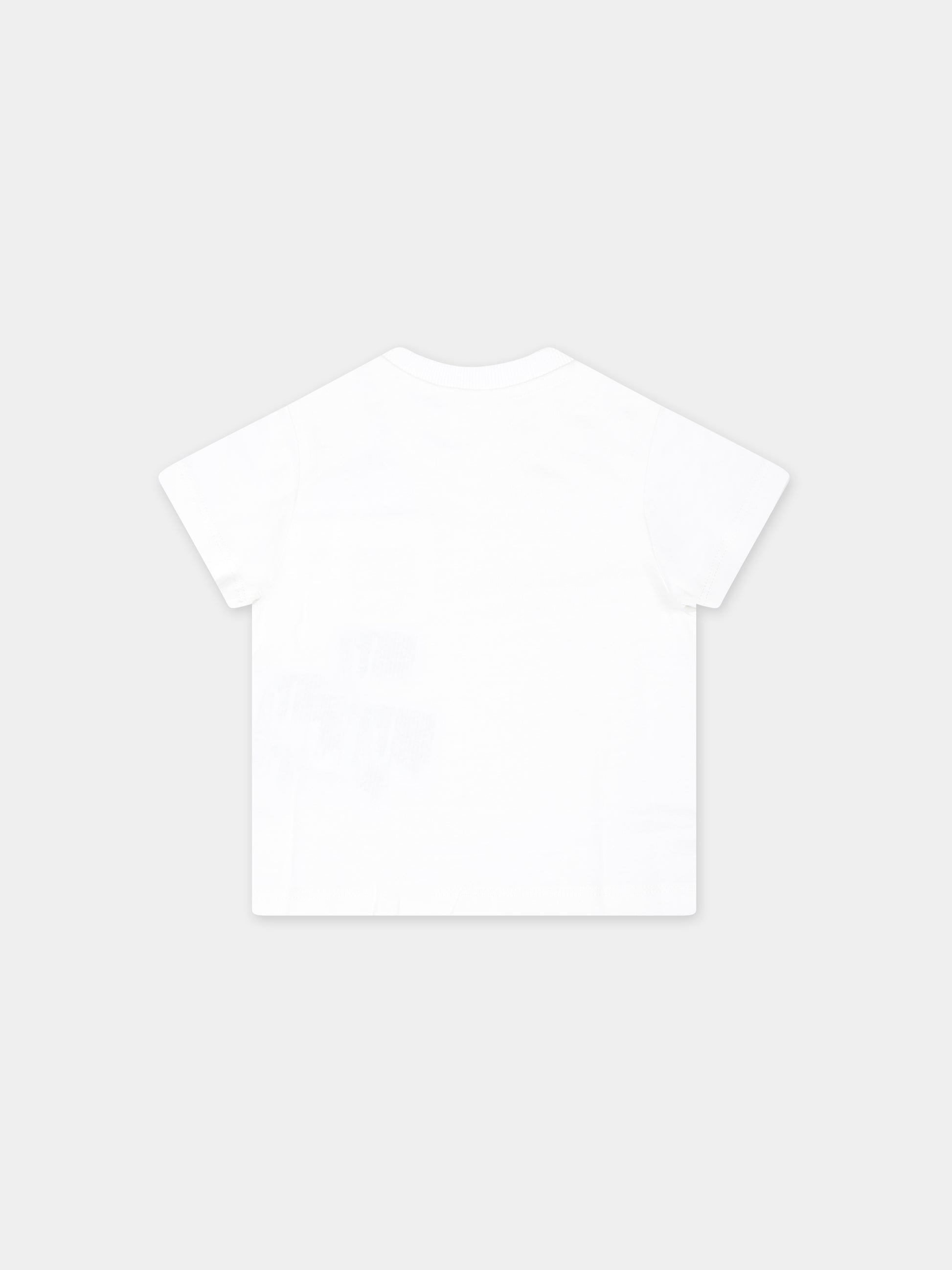 T-shirt bianca per neonato con Teddy Bear e logo,Moschino Kids,MUM040 LAA23 10101