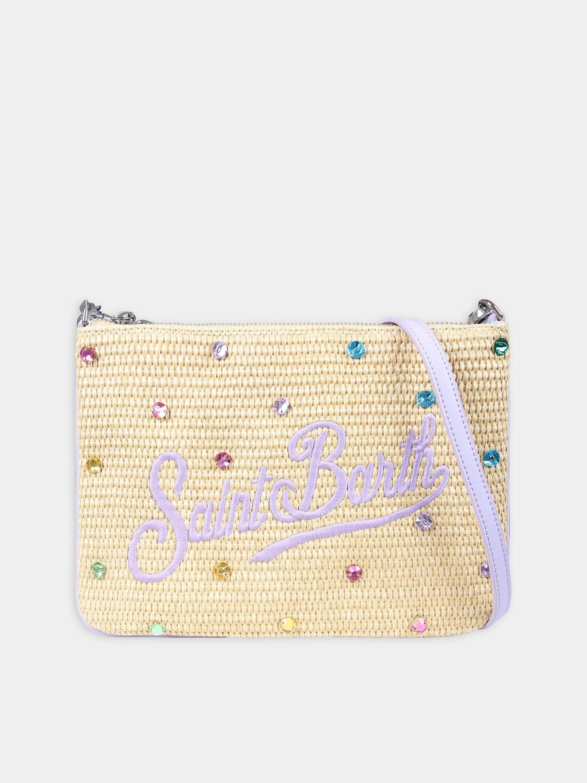 Pochette beige per bambina con strass e logo,Mc2 Saint Barth,PAR0021 00057F