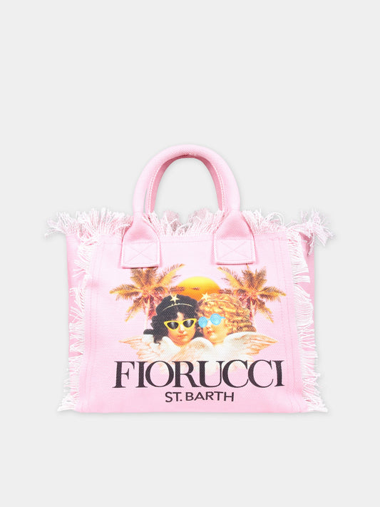 Borsa mare rosa per bambina con stampa Angeli,Mc2 Saint Barth,COL0001 05362D