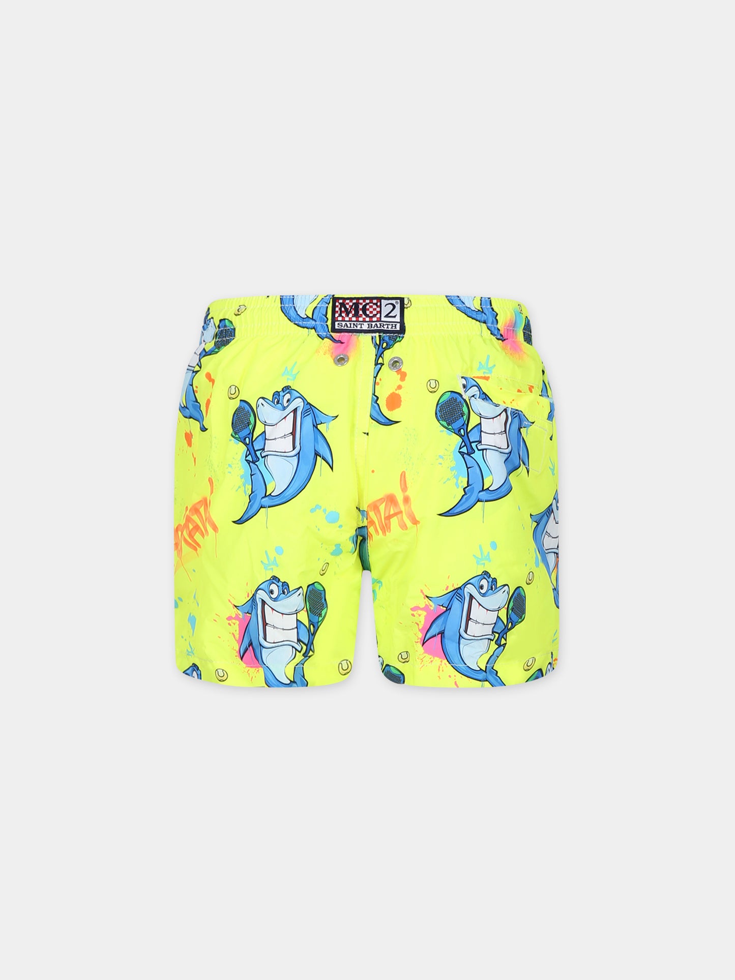 Boxer mare giallo per bambino con stampa squalo,Mc2 Saint Barth,JEA0004 00997F