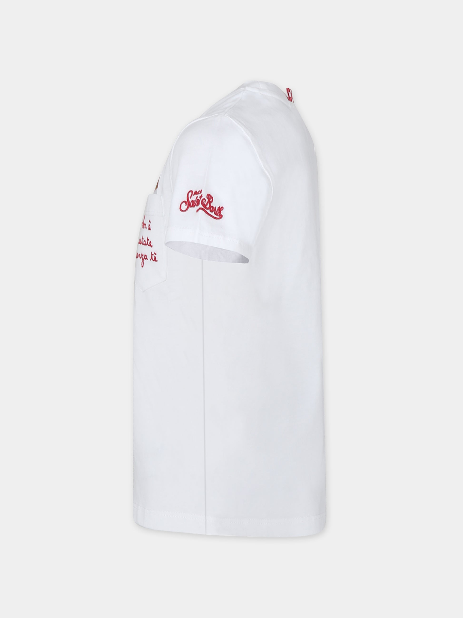 T-shirt bianca per bambino con stampa Estathé,Mc2 Saint Barth,TSH0001 02324F