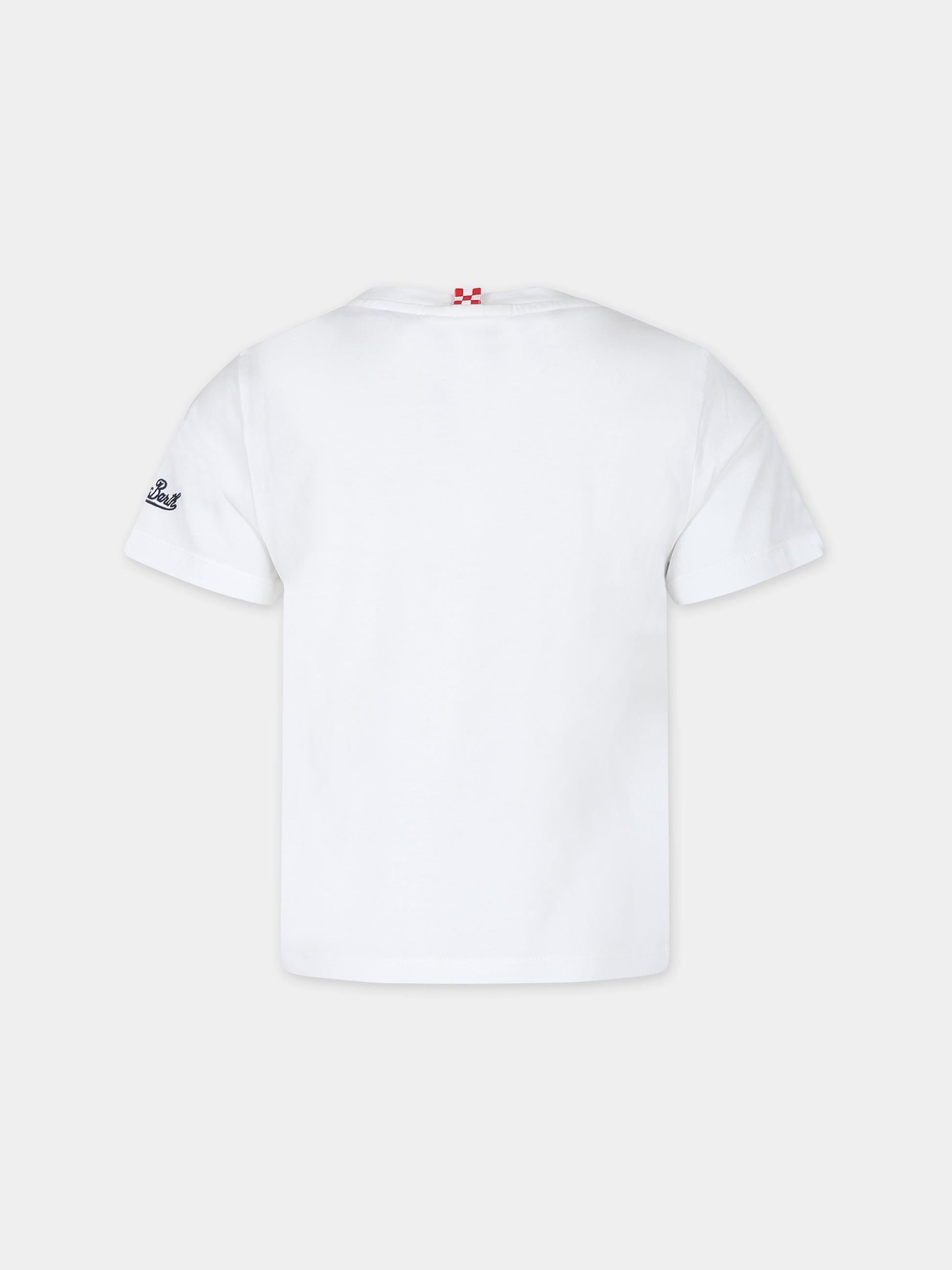 T-shirt bianca per bambino con stampa papera,Mc2 Saint Barth,TSH0001 02310F