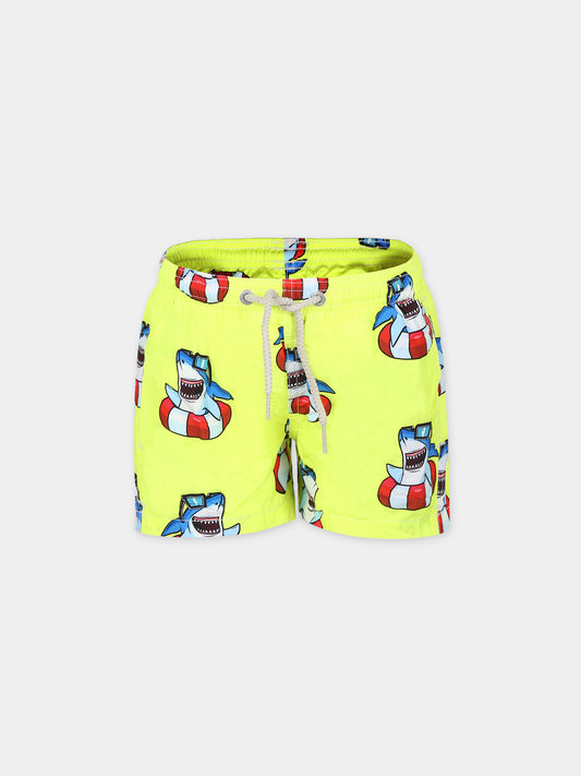 Boxer mare giallo per bambino con stampa squalo,Mc2 Saint Barth,JEA0004 05486D