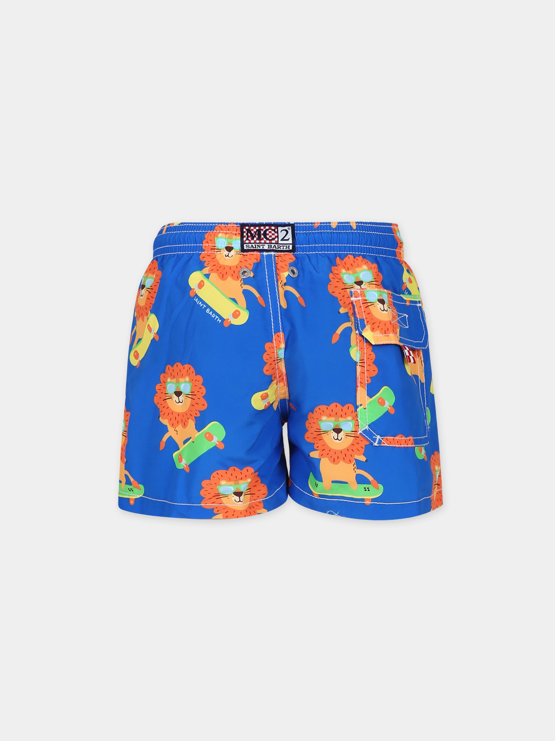 Boxer mare blu per bambino con stampa leone,Mc2 Saint Barth,JEA0001 01977F