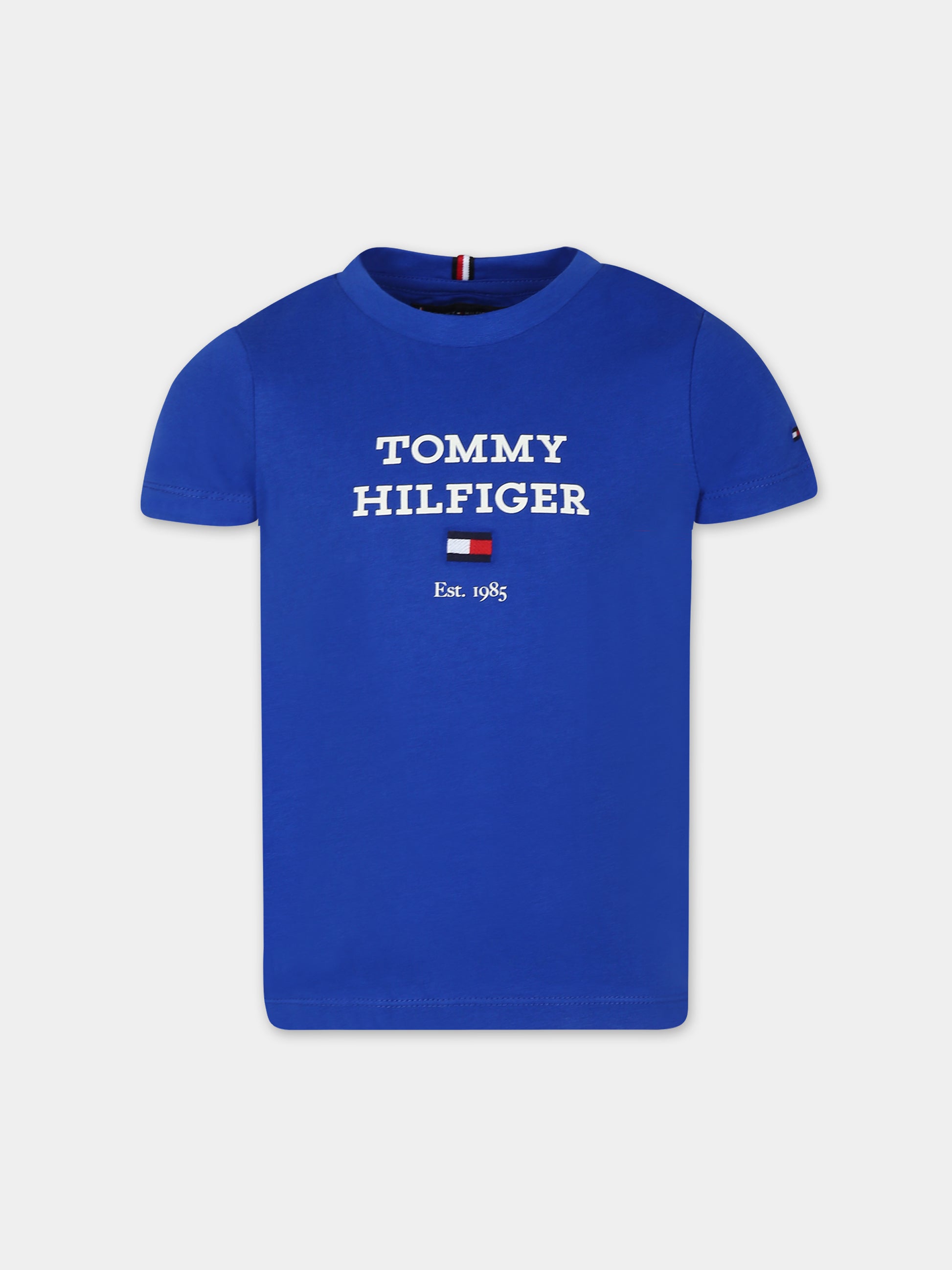 T-shirt blu per bambino con logo,Tommy Hilfiger Junior,23FTHKB0KB08671 C66