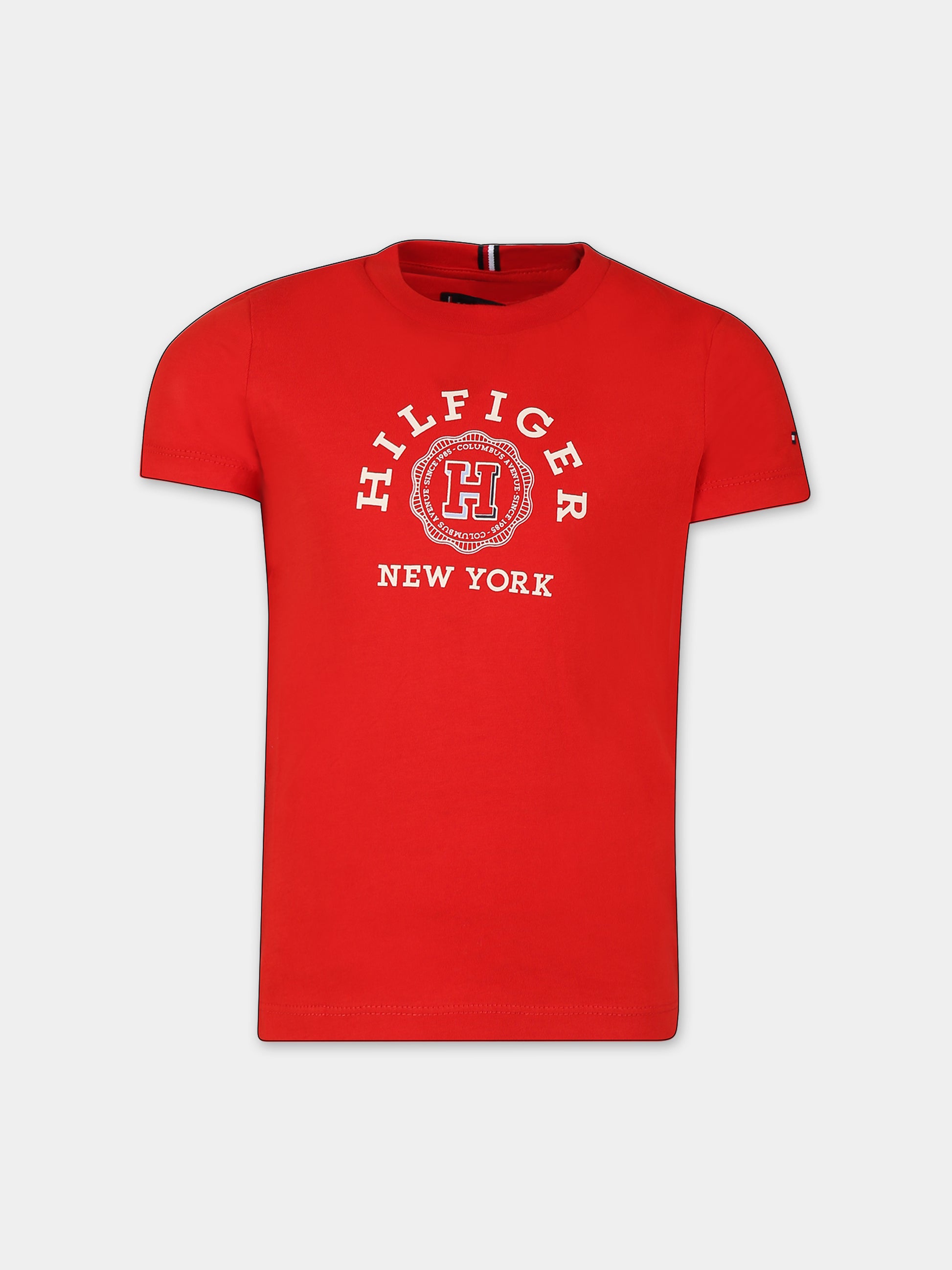 T-shirt rossa per bambino con logo,Tommy Hilfiger Junior,24STHKB0KB08802J XND