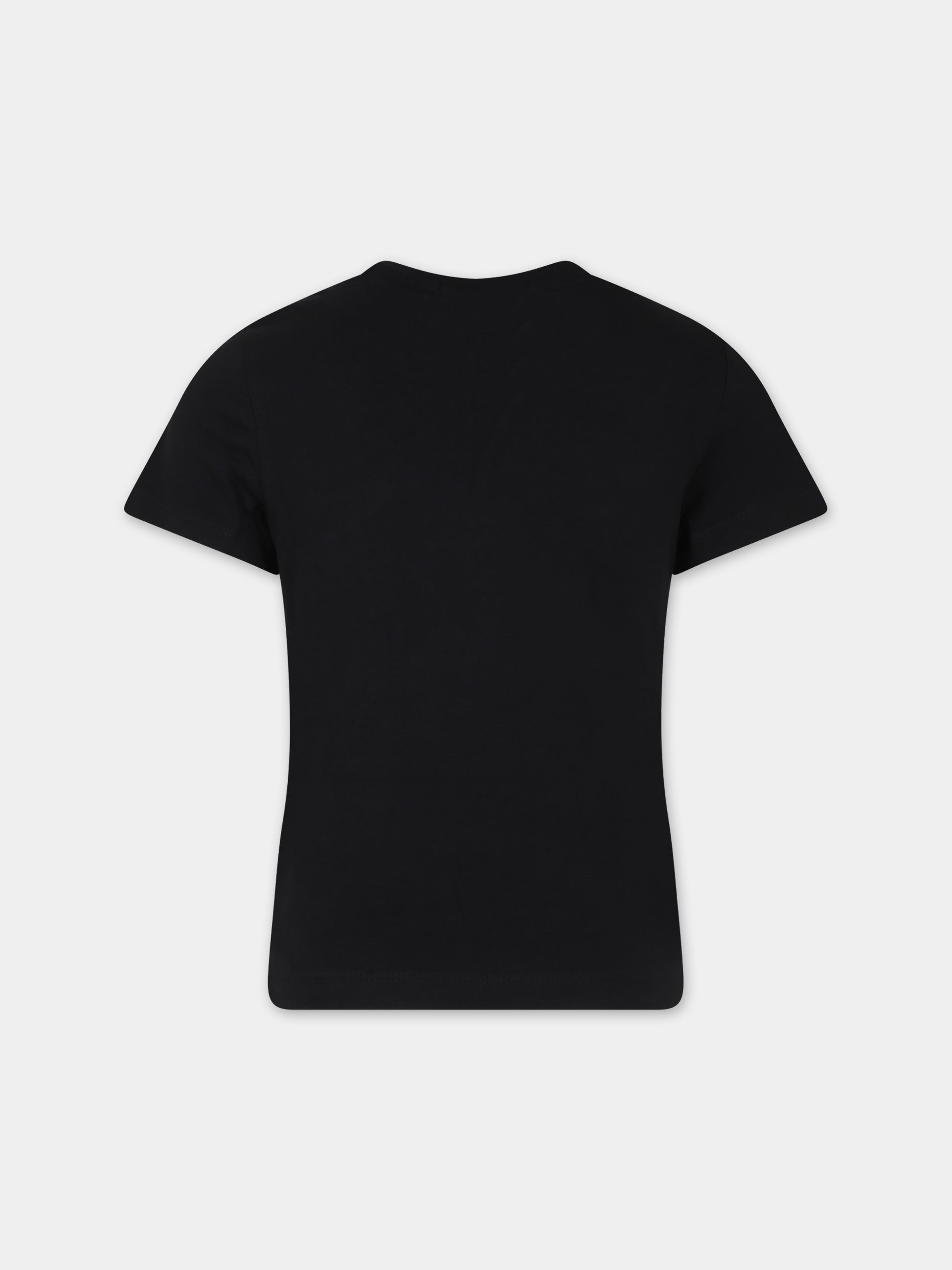 T-shirt nera per bambini con logo e stampa,Calvin Klein Kids,24SCKIB0IB02026J BEH
