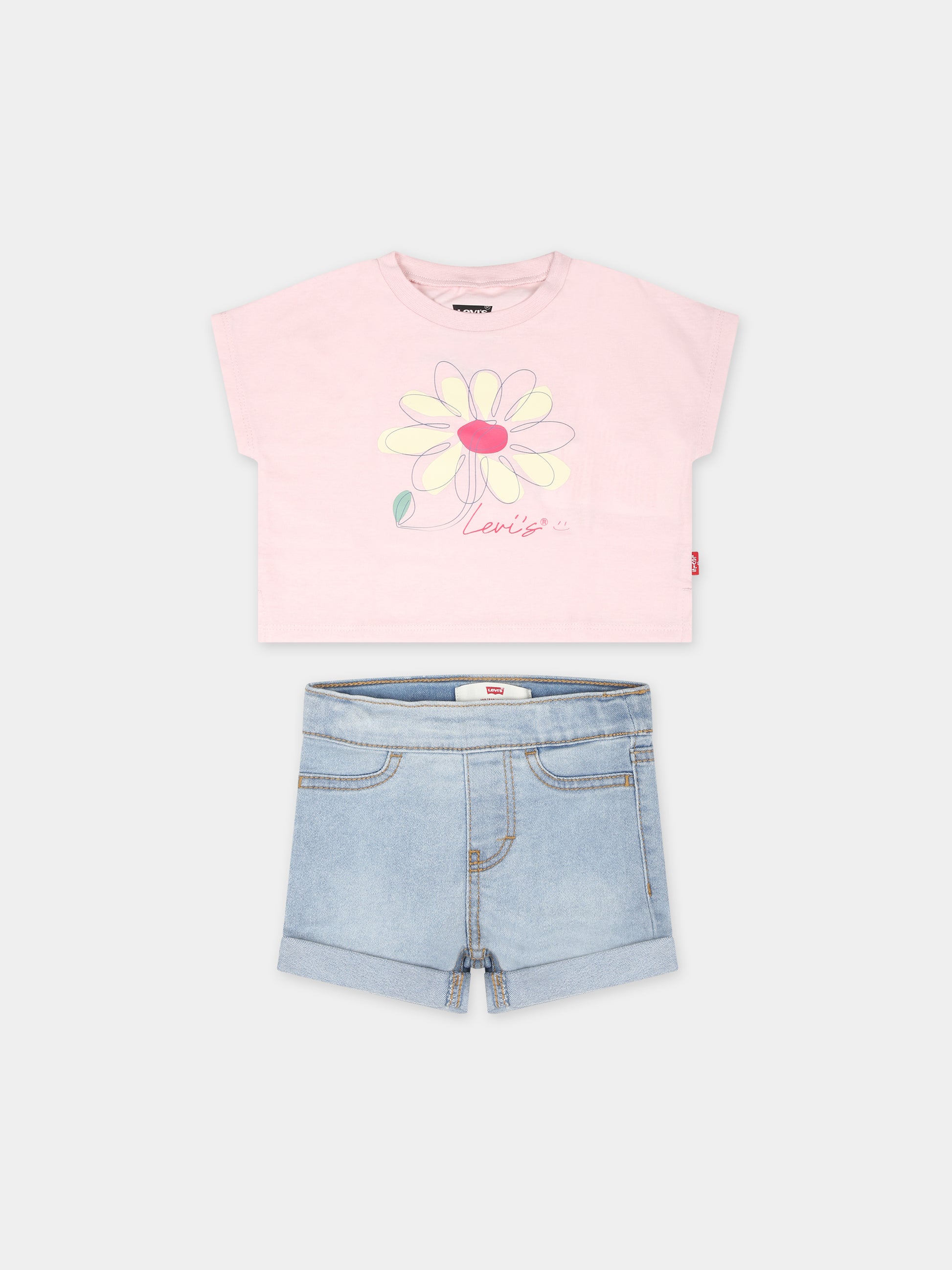 Completo rosa per neonata con stampa fiore,Levi's Kids,24SMLK1EK065 AGX