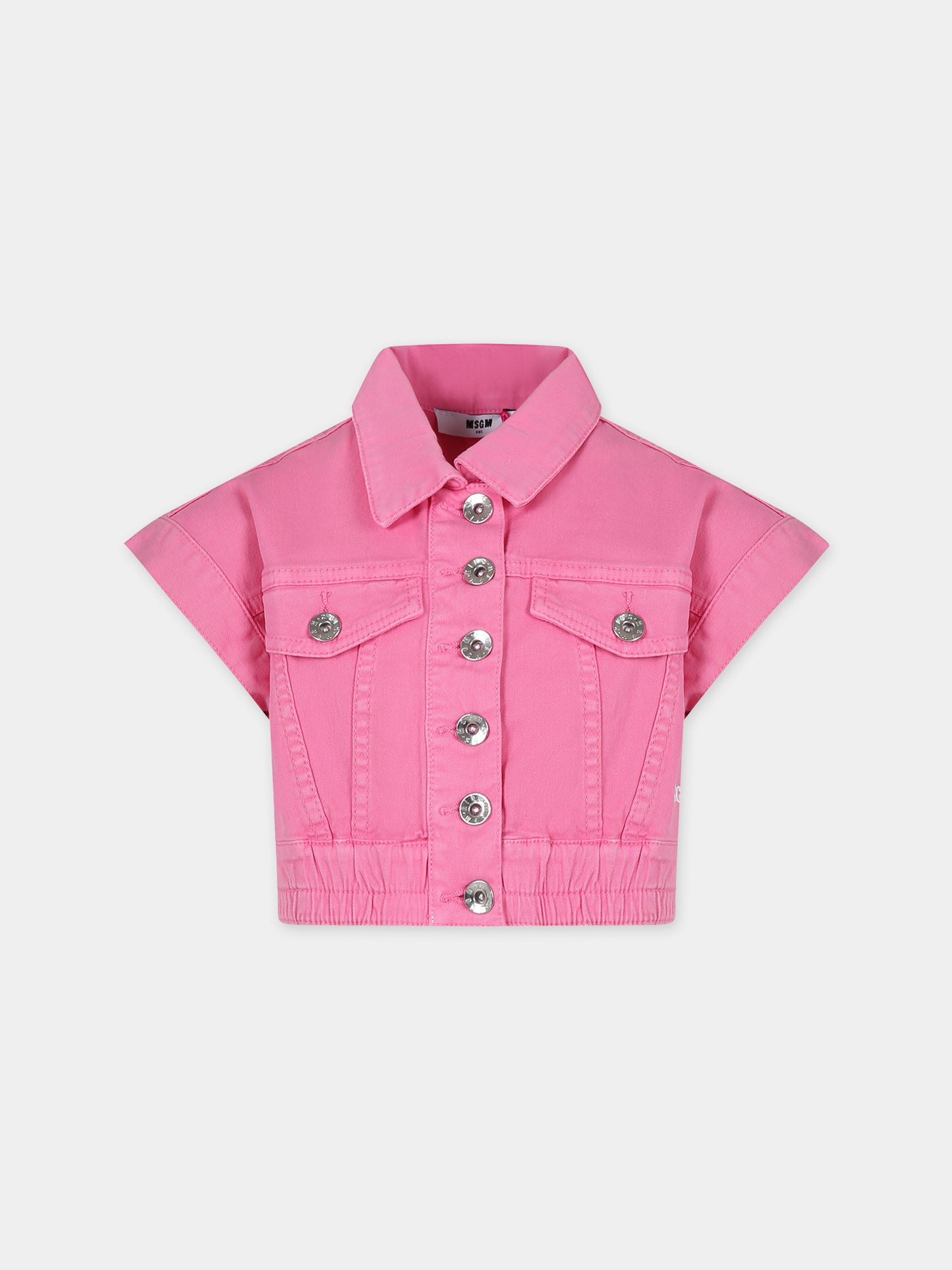 Giacca rosa per bambina con logo,Msgm Kids,MS028802 042