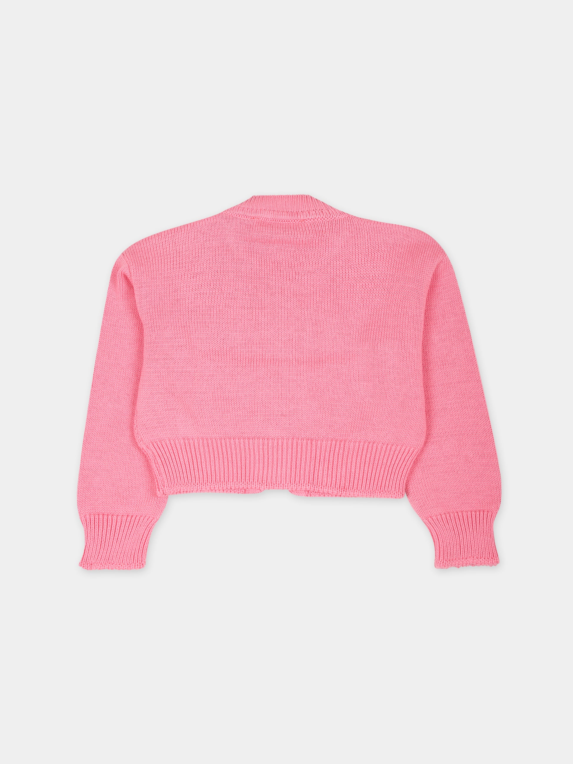 Cardigan rosa per neonata con ciliegie,Msgm Kids,MS029366 042
