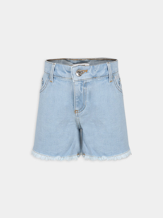 Shorts blu per bambina con logo,Msgm Kids,MS029375 126