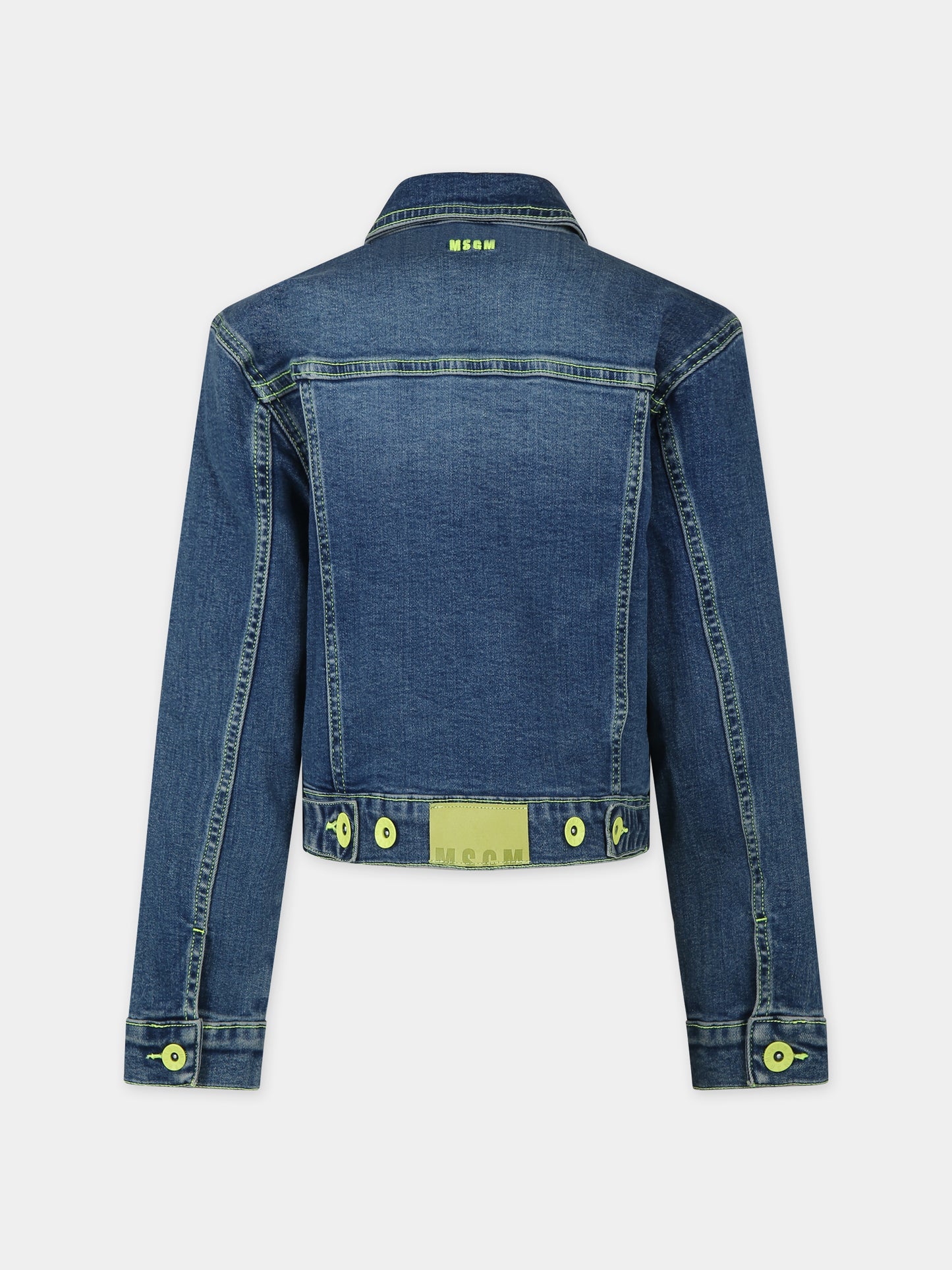 Giubbotto di jeans blu per bambina con logo,Msgm Kids,MS029380 126