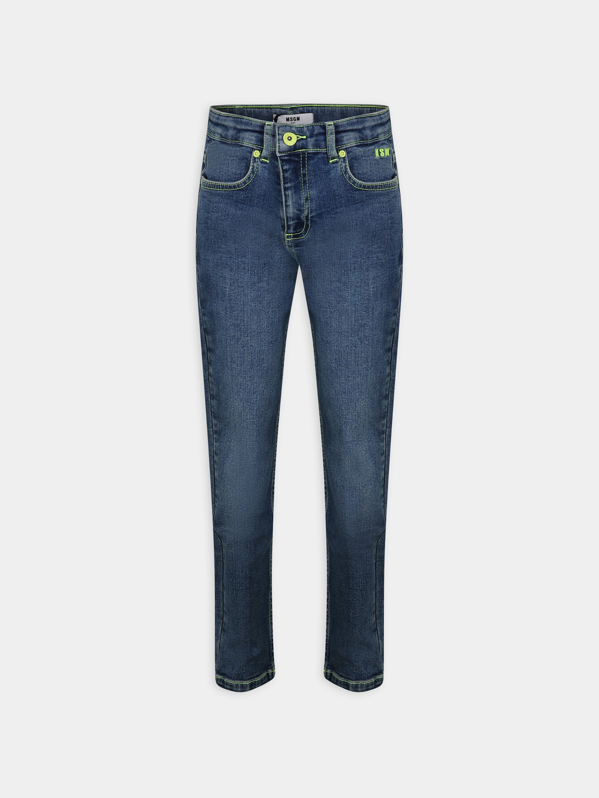 Jeans blu per bambina con logo,Msgm Kids,MS029381 126