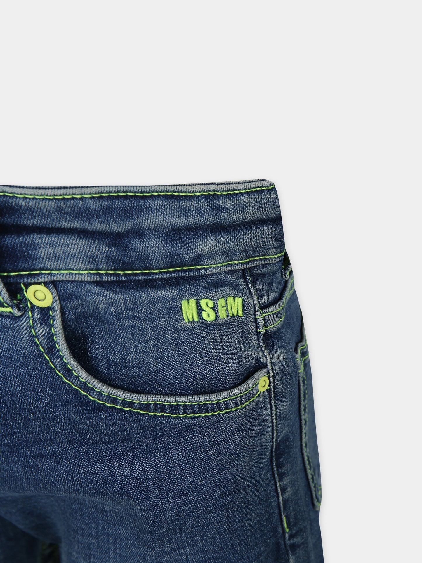 Jeans blu per bambina con logo,Msgm Kids,MS029381 126