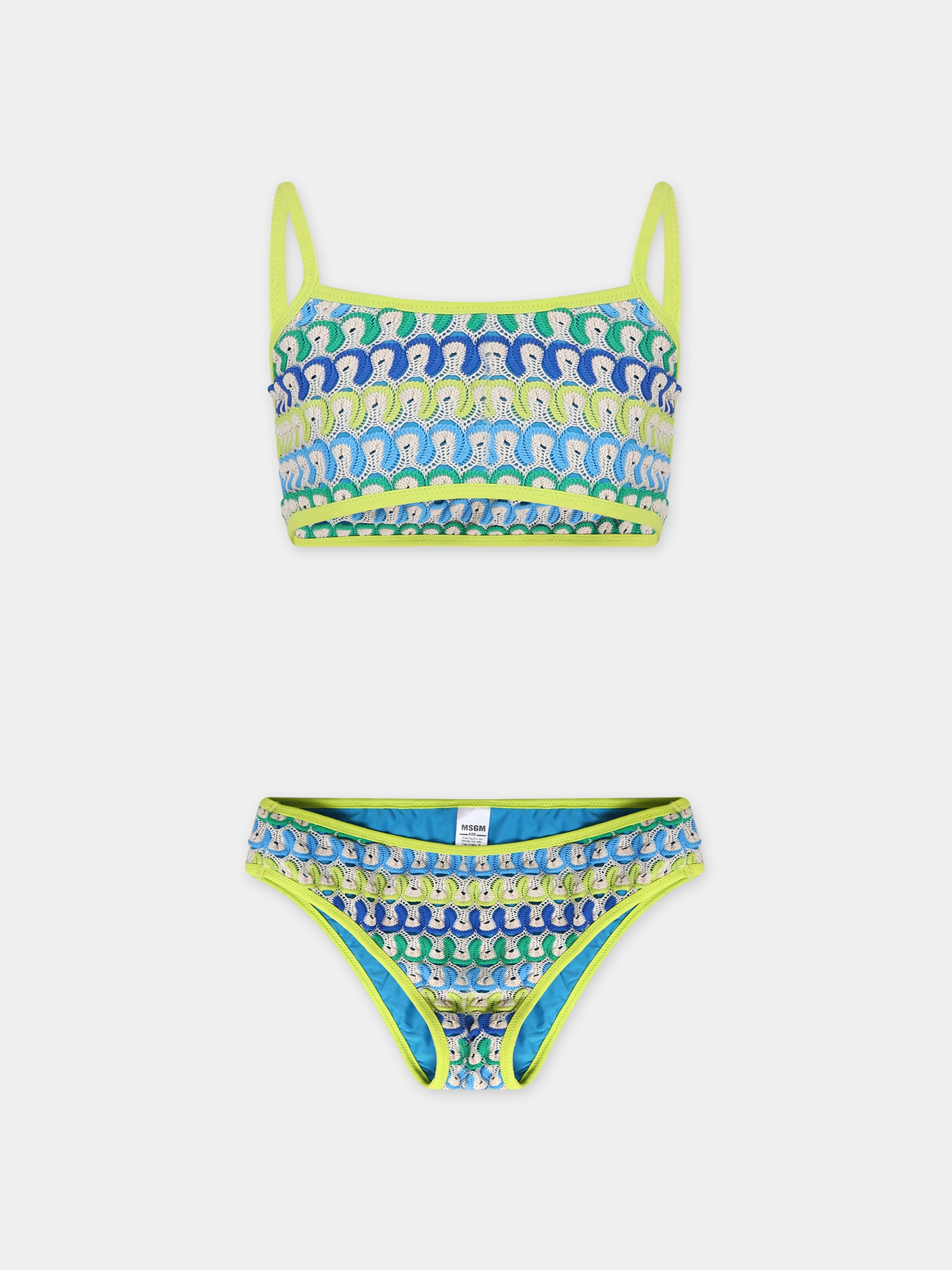 Bikini avorio per bambina con motivo ad onda,Msgm Kids,MS029472 200