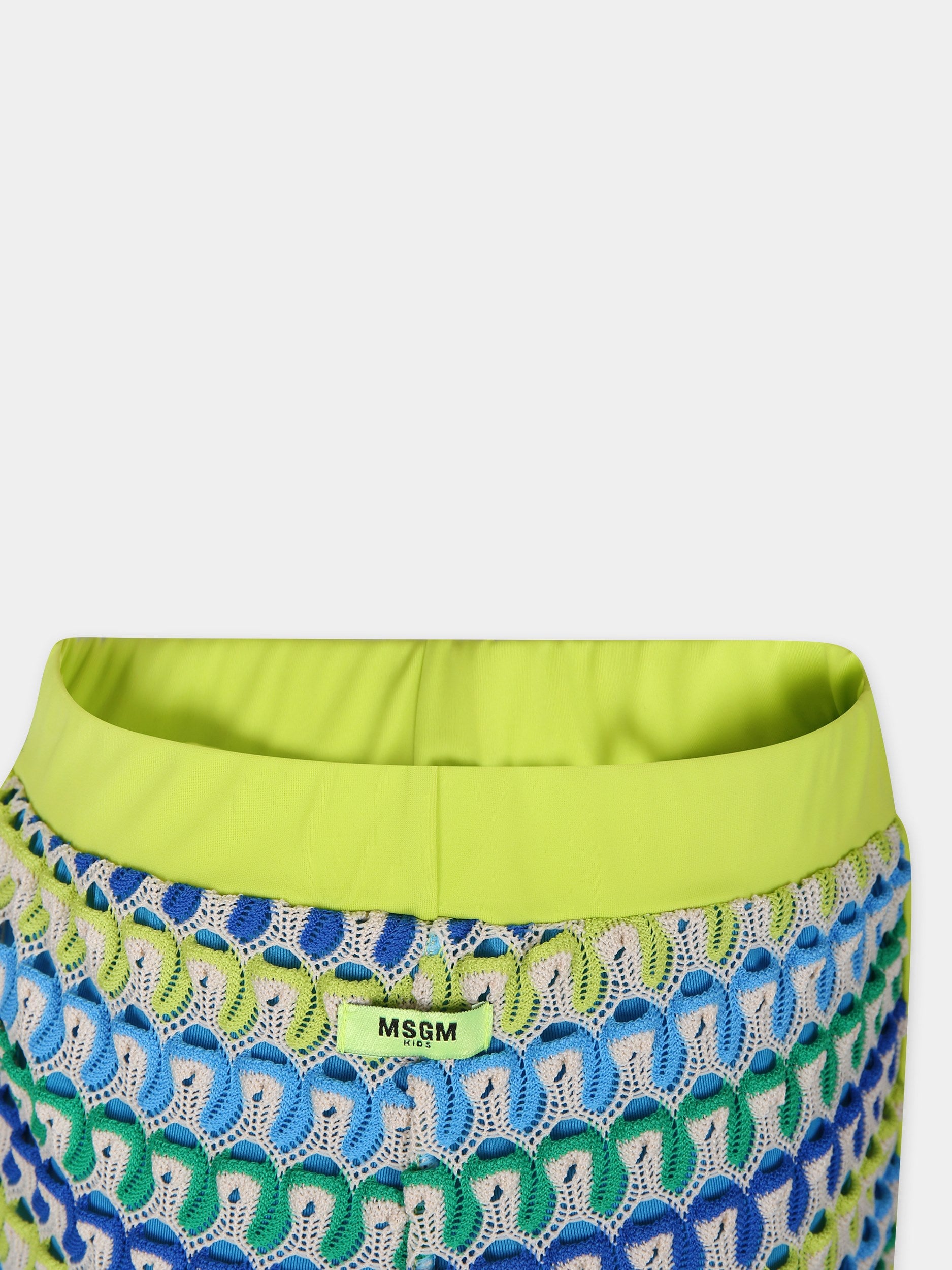 Shorts avorio per bambina con motivo ad onda,Msgm Kids,MS029475 001