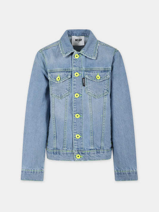 Giubbotto di jeans blu per bambino con logo,Msgm Kids,MS029543 126